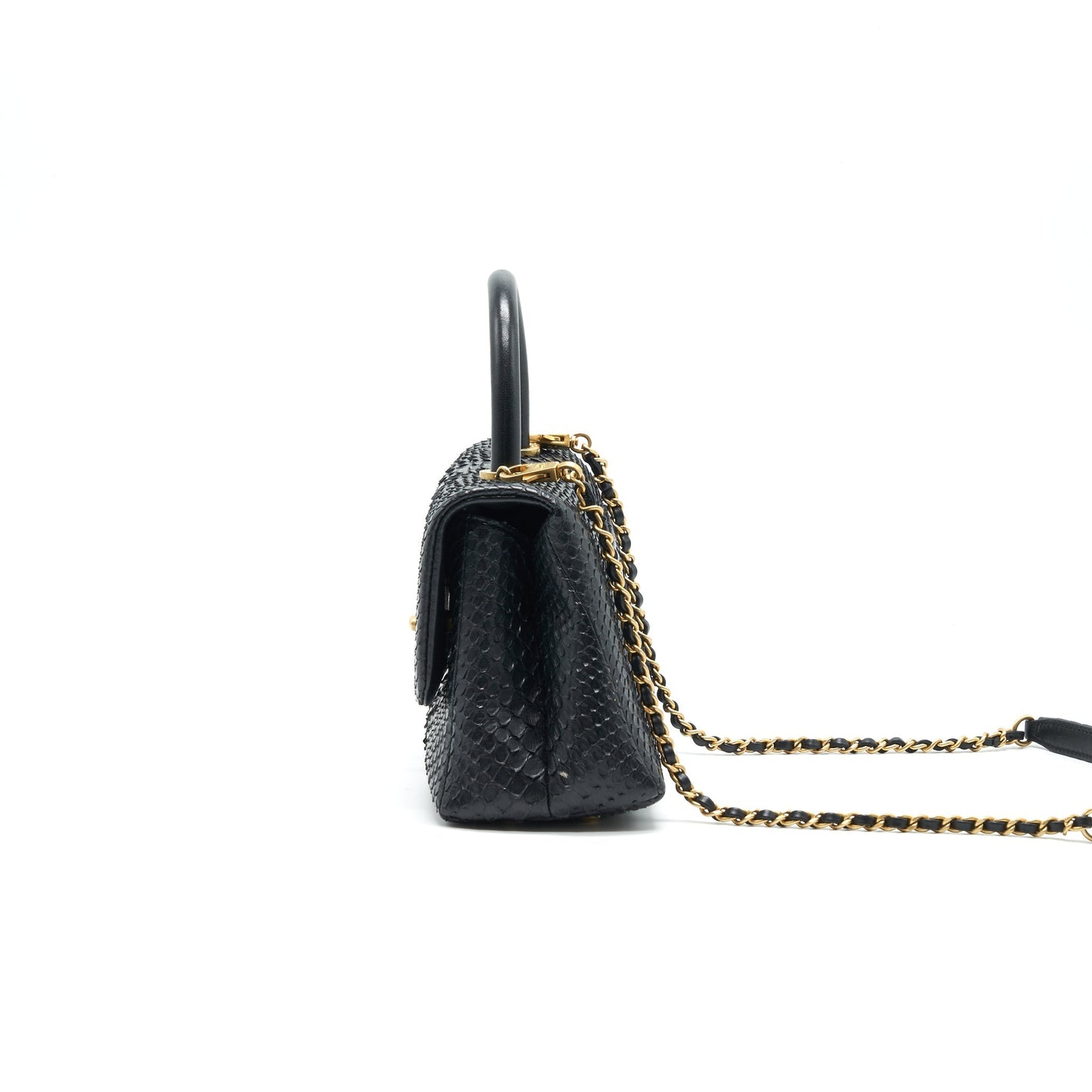Chanel Coco Handle Mini Python Leather Black