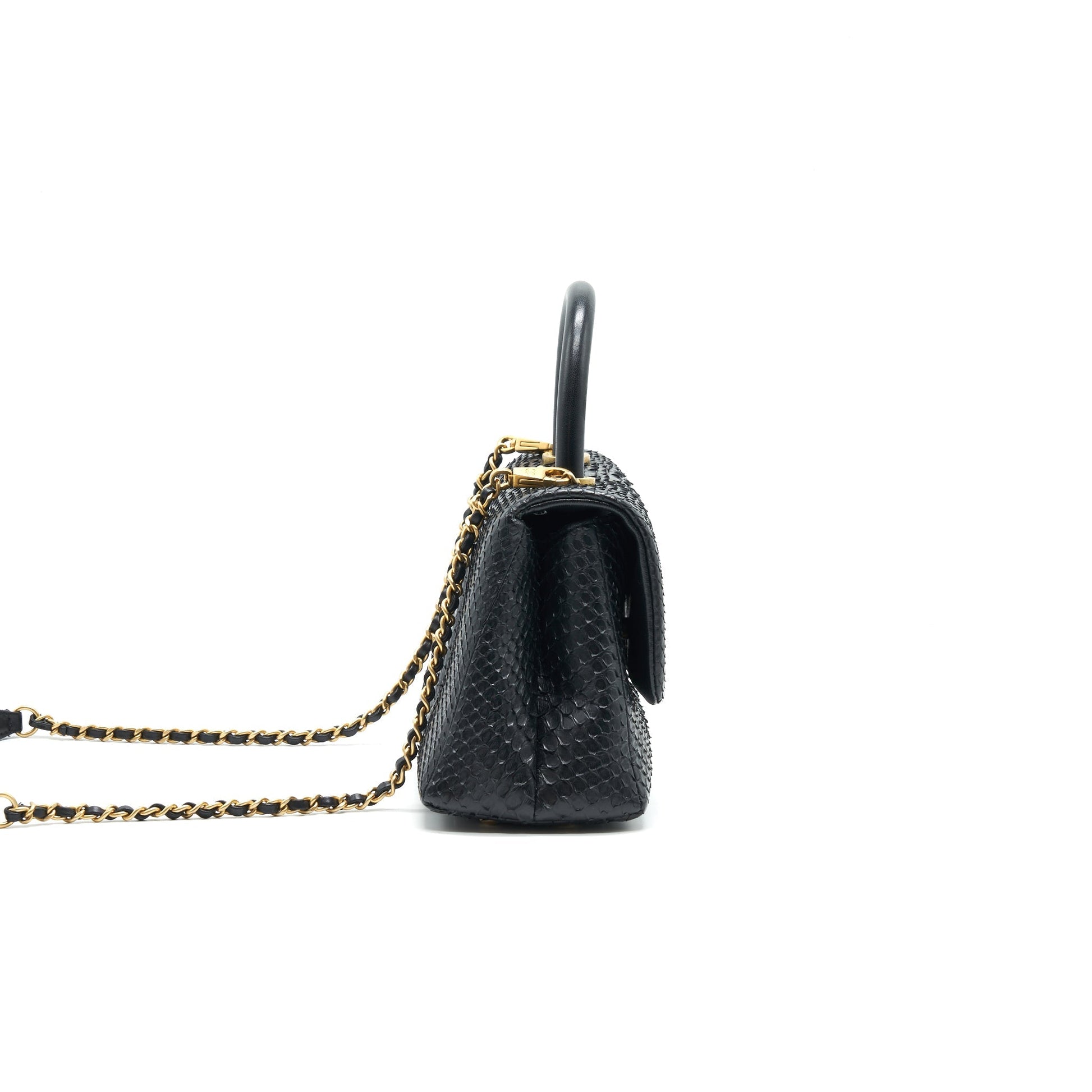 Chanel Coco Handle Mini Python Leather Black