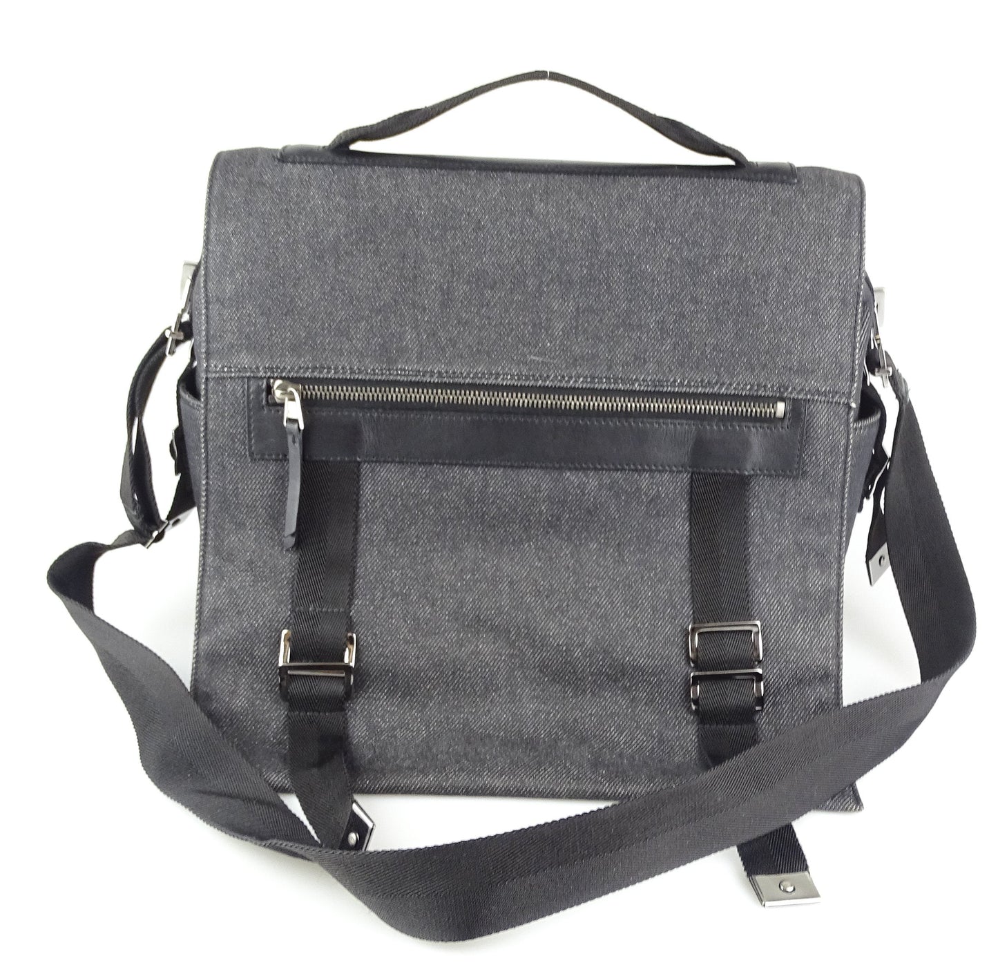 Gucci Grey Leather Canvas Handbag Style 2