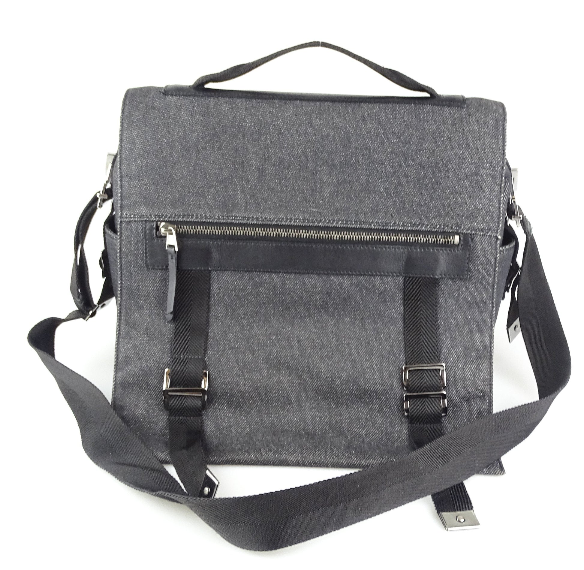 Gucci Grey Leather Canvas Handbag Style 2