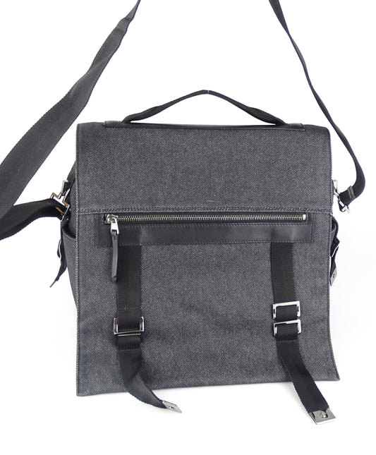 Gucci Grey Leather Canvas Handbag Style 2