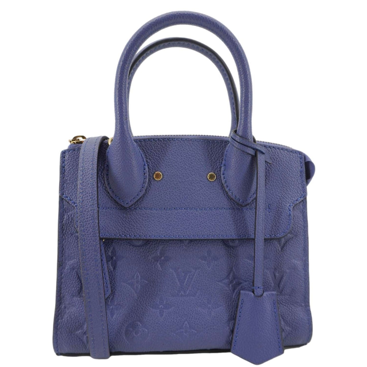 LOUIS VUITTON Pont Neuf Monogram Empreinte Leather Shoulder Bag Blue
