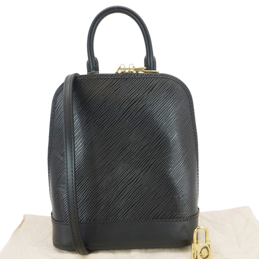 LOUIS VUITTON Alma Epi Leather Backpack Black