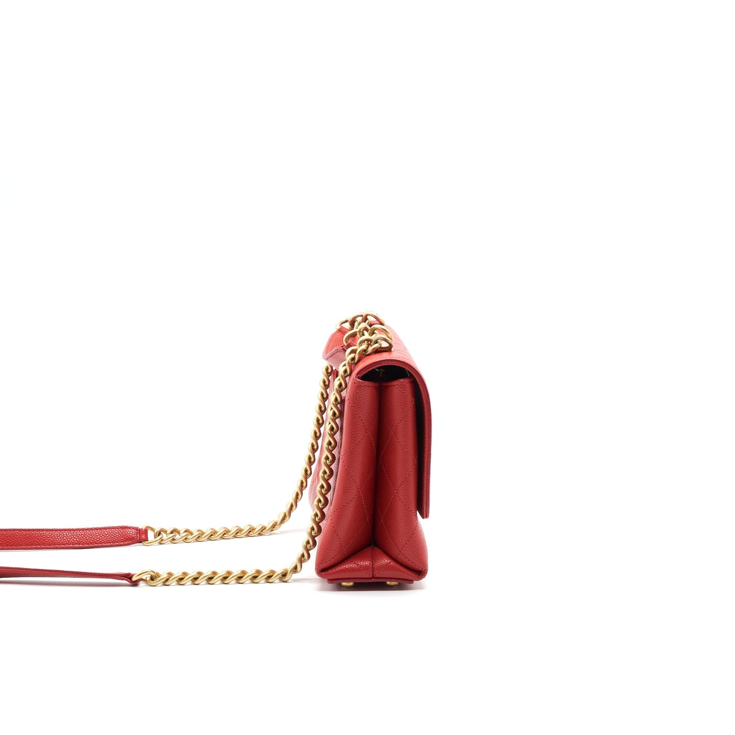Chanel Flap Shoulder Bag With Chain Caviar in Red