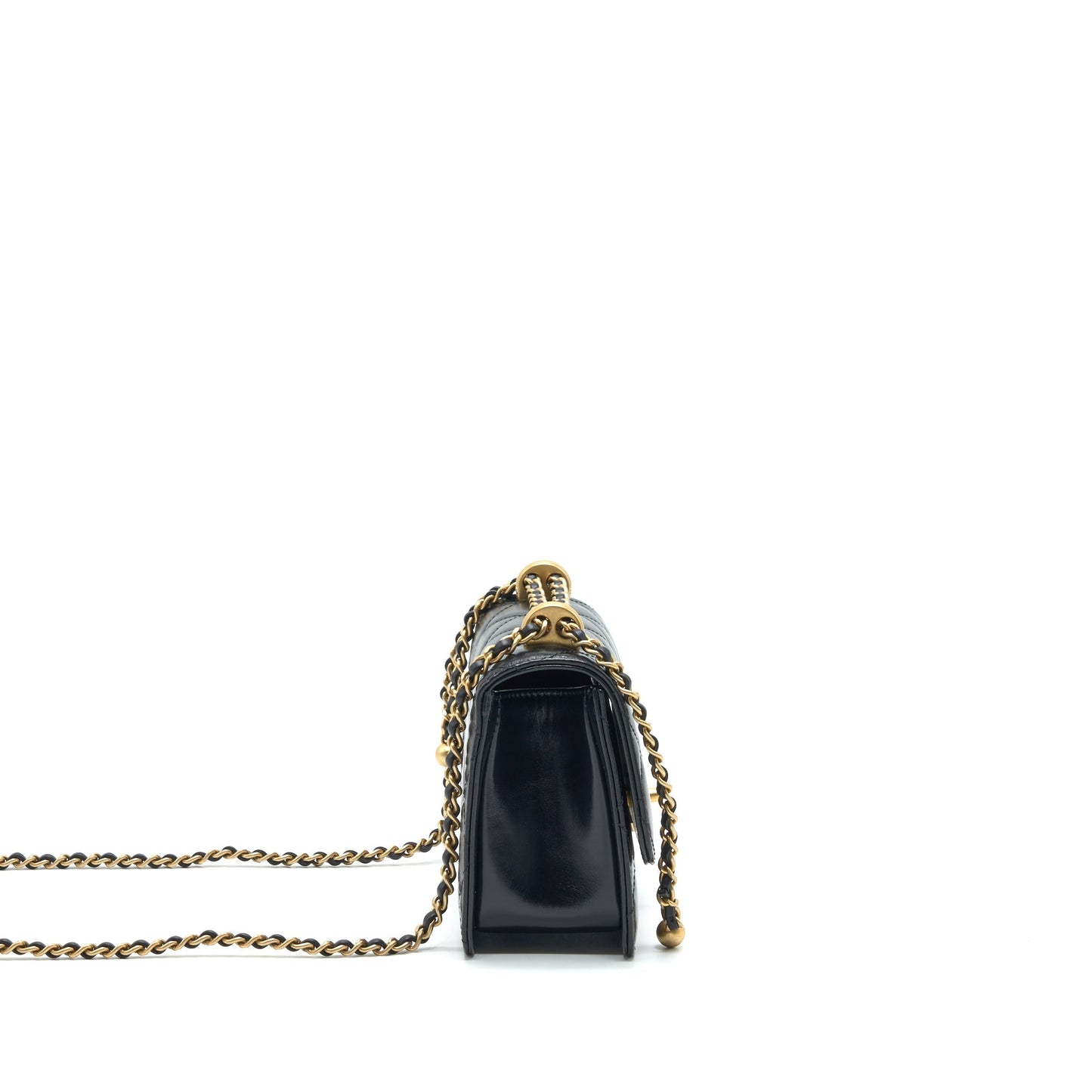 Chanel 21A Gold Crush Mini Flap Bag Calfskin Black