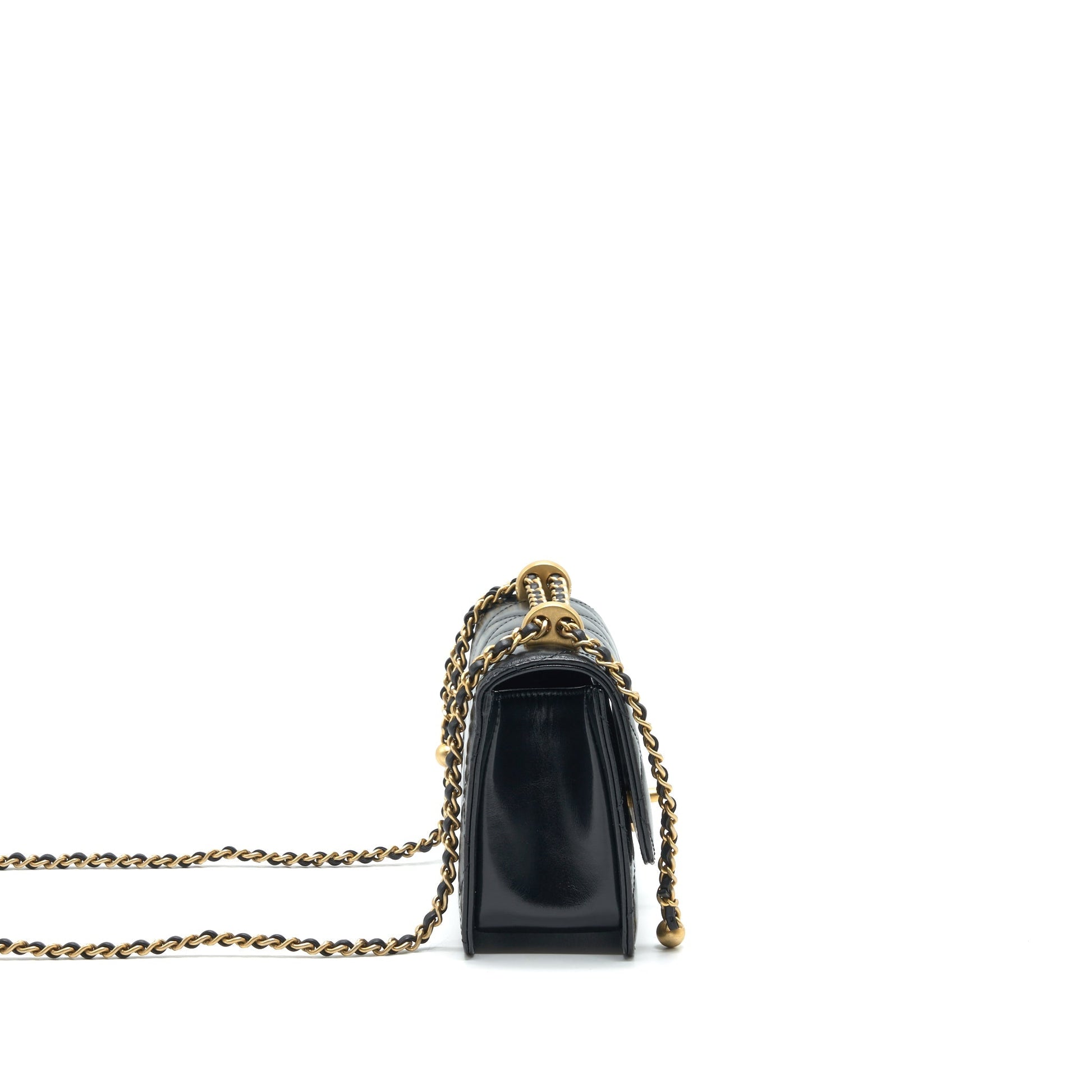 Chanel 21A Gold Crush Mini Flap Bag Calfskin Black