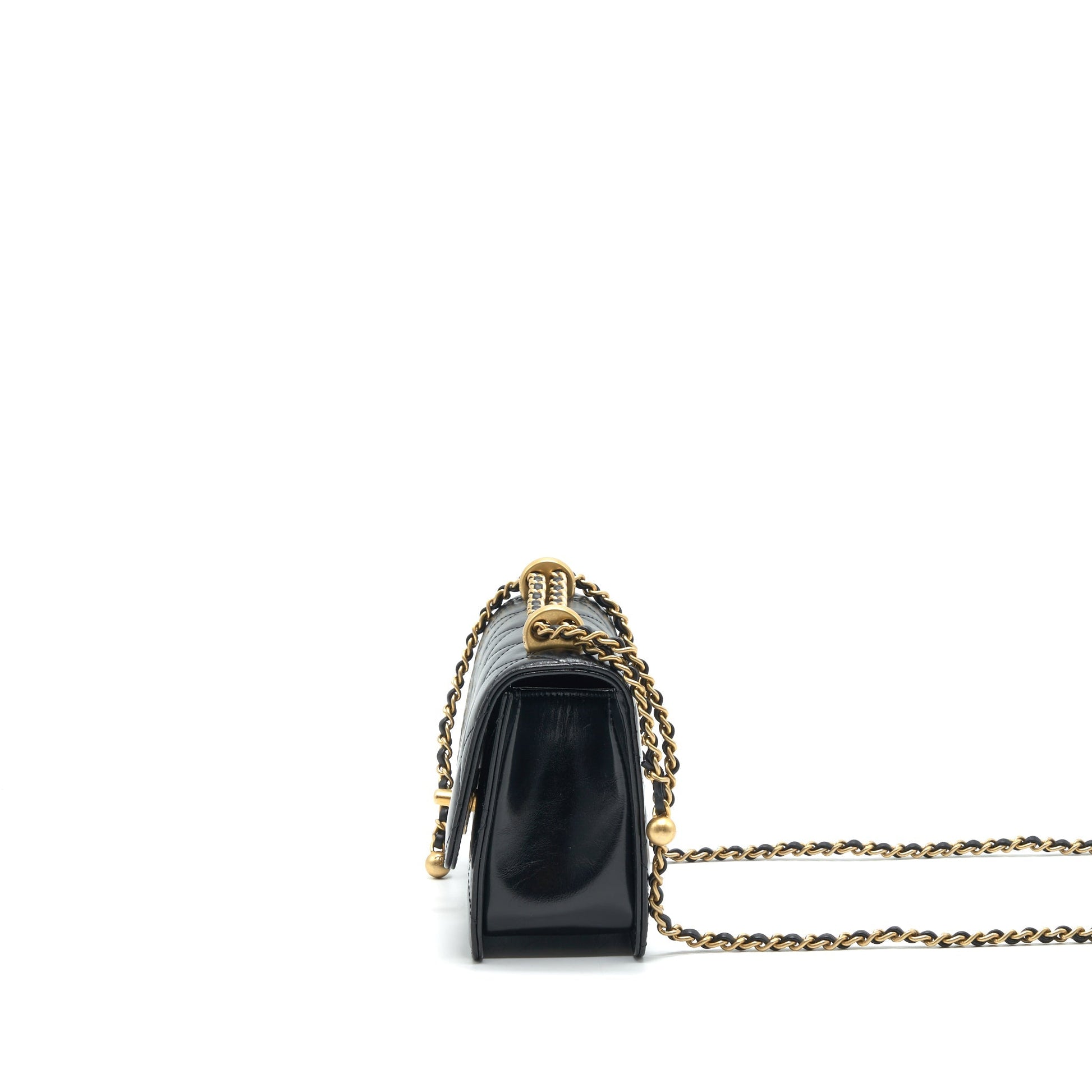 Chanel 21A Gold Crush Mini Flap Bag Calfskin Black
