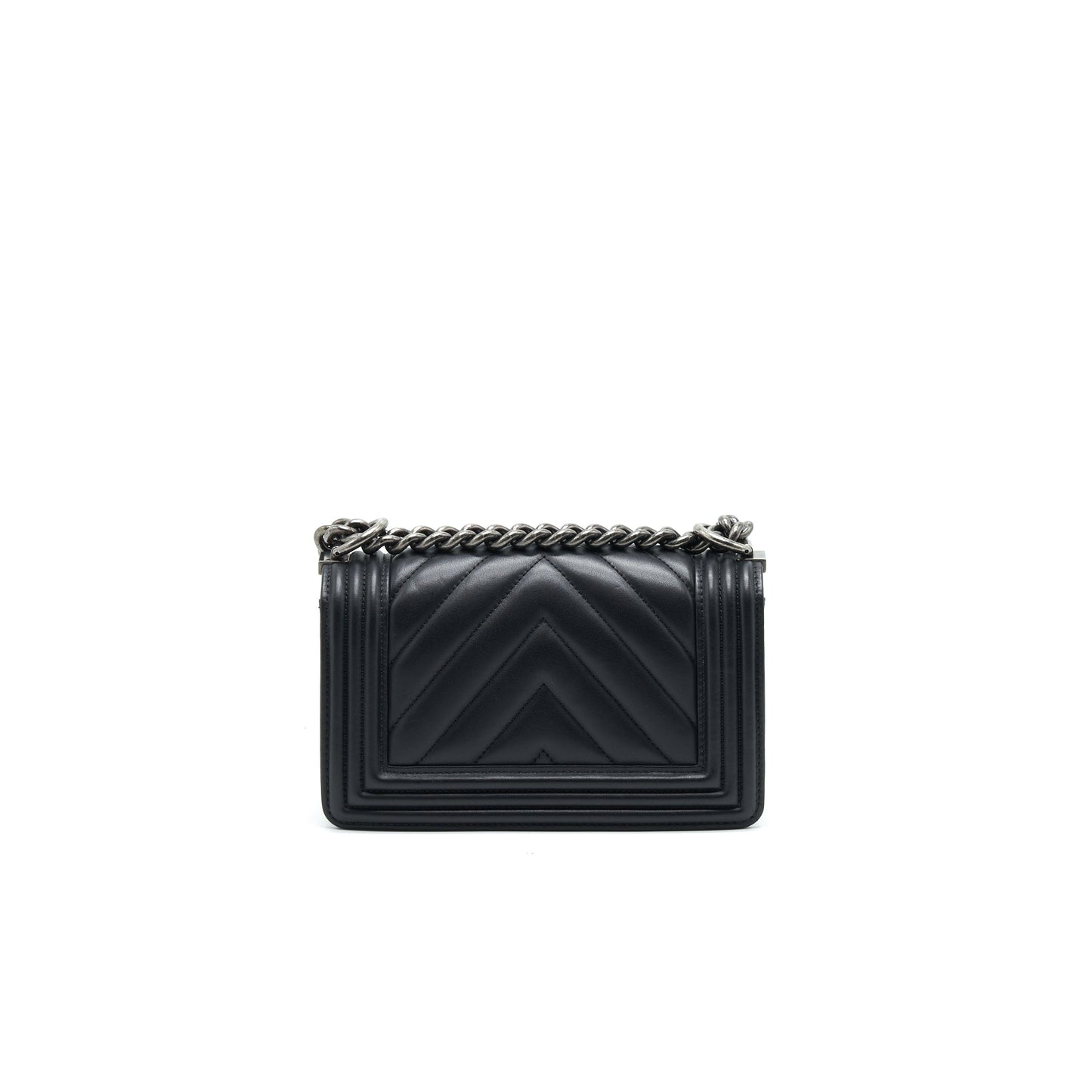 Chanel Small Chevron Leboy Bag Calfskin Black With
