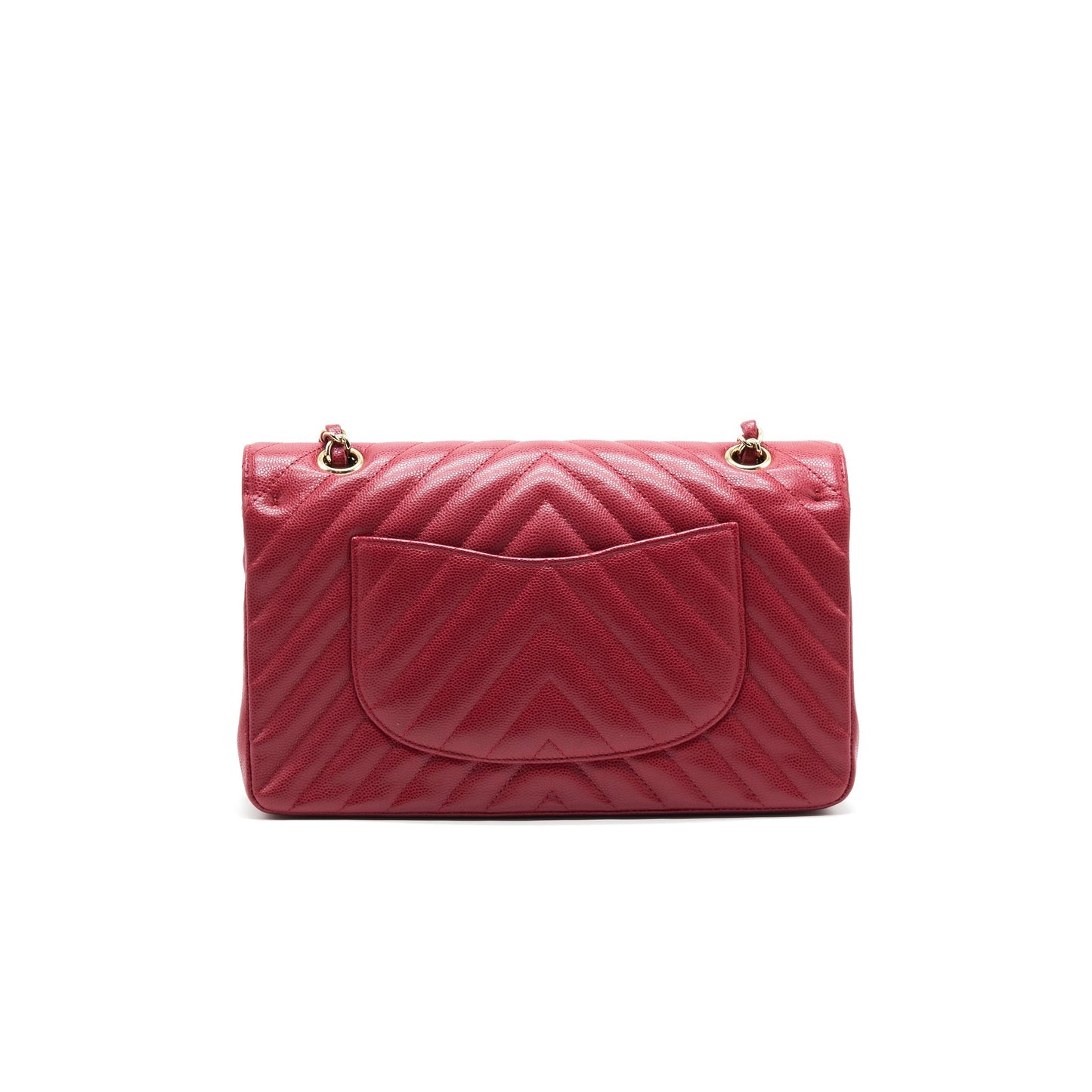 Chanel Medium Classic Double Flap caviar Raspberry Red with L