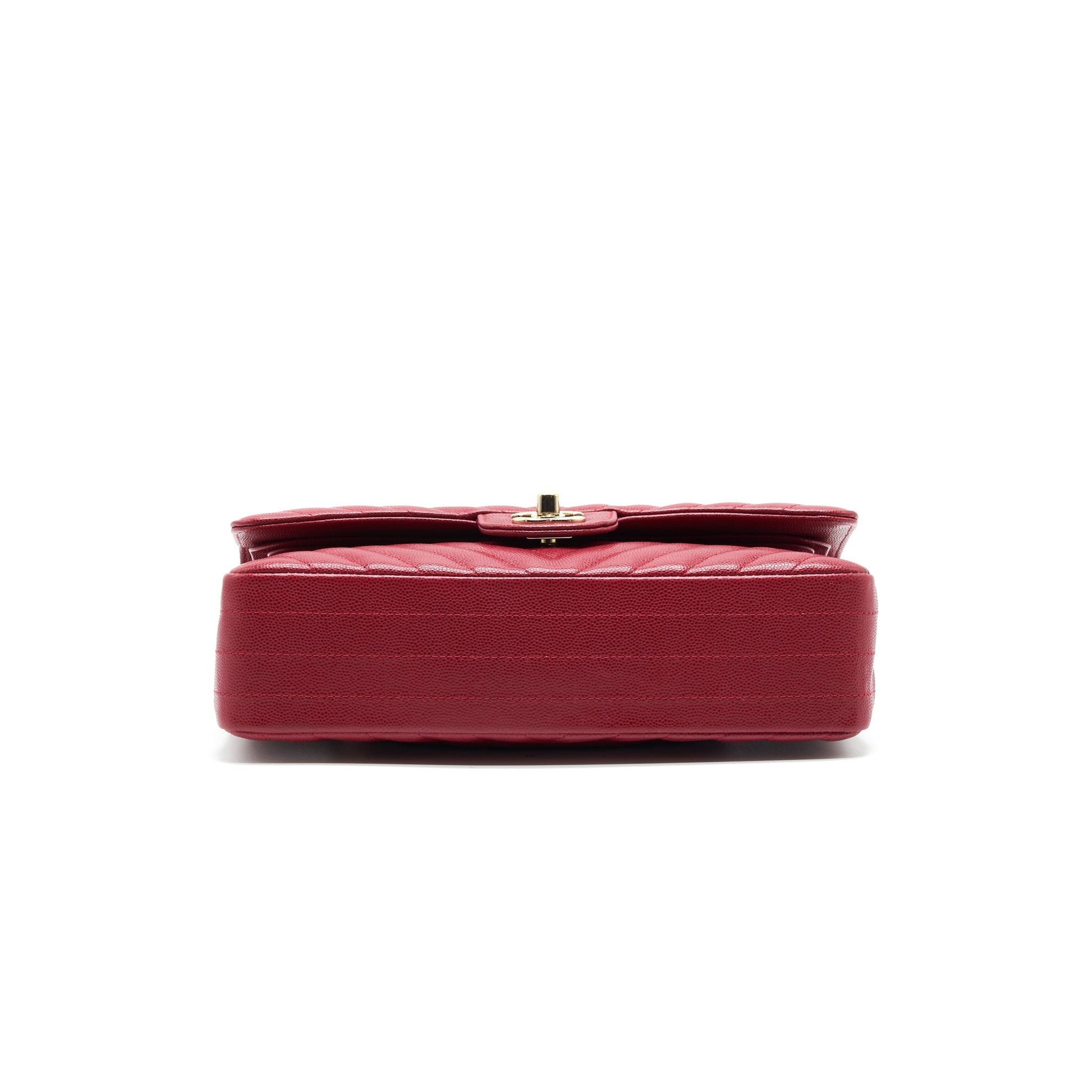 Chanel Medium Classic Double Flap caviar Raspberry Red with L