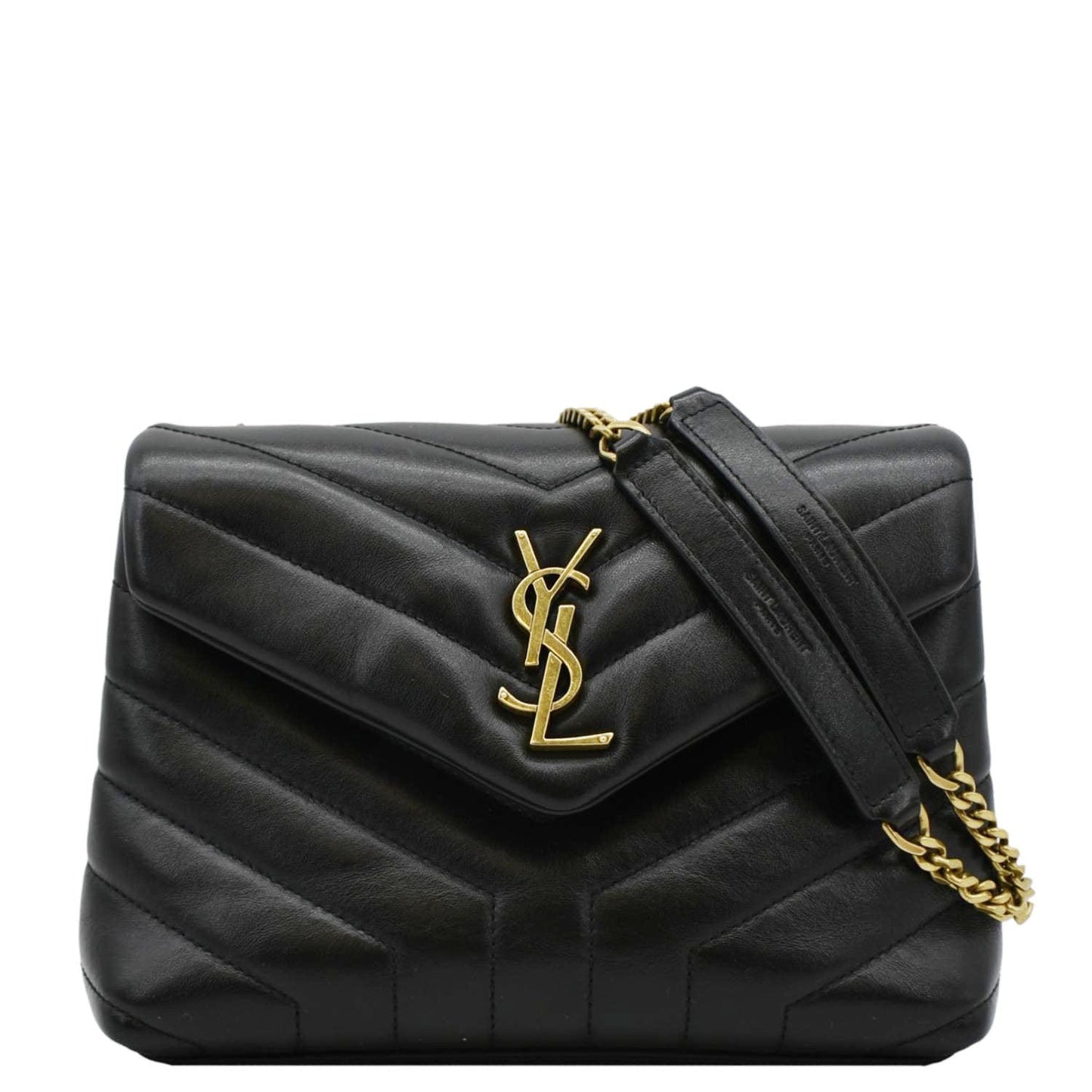 SAINT LAURENT Loulou Toy Matelasse Leather Crossbody Bag Black