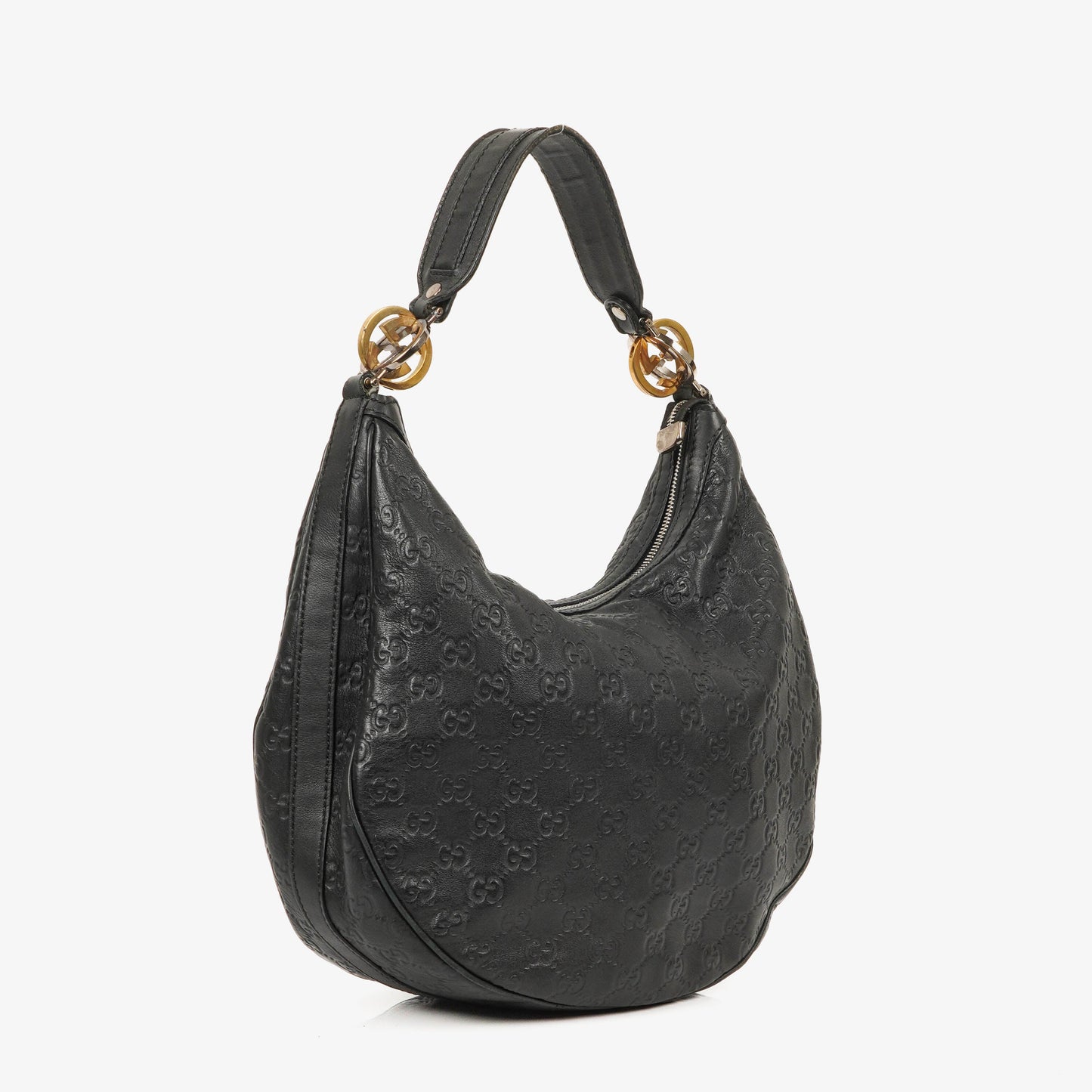 Gucci Guccissima Black Leather Hobo Bag
