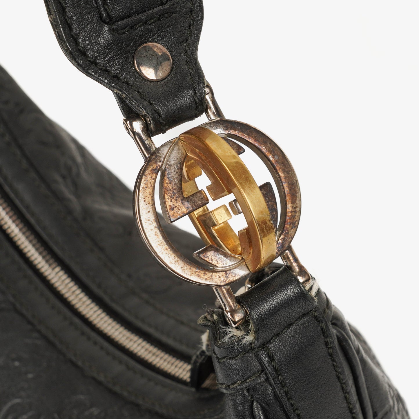 Gucci Guccissima Black Leather Hobo Bag
