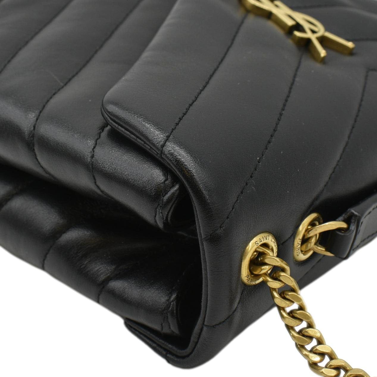 SAINT LAURENT Loulou Toy Matelasse Leather Crossbody Bag Black