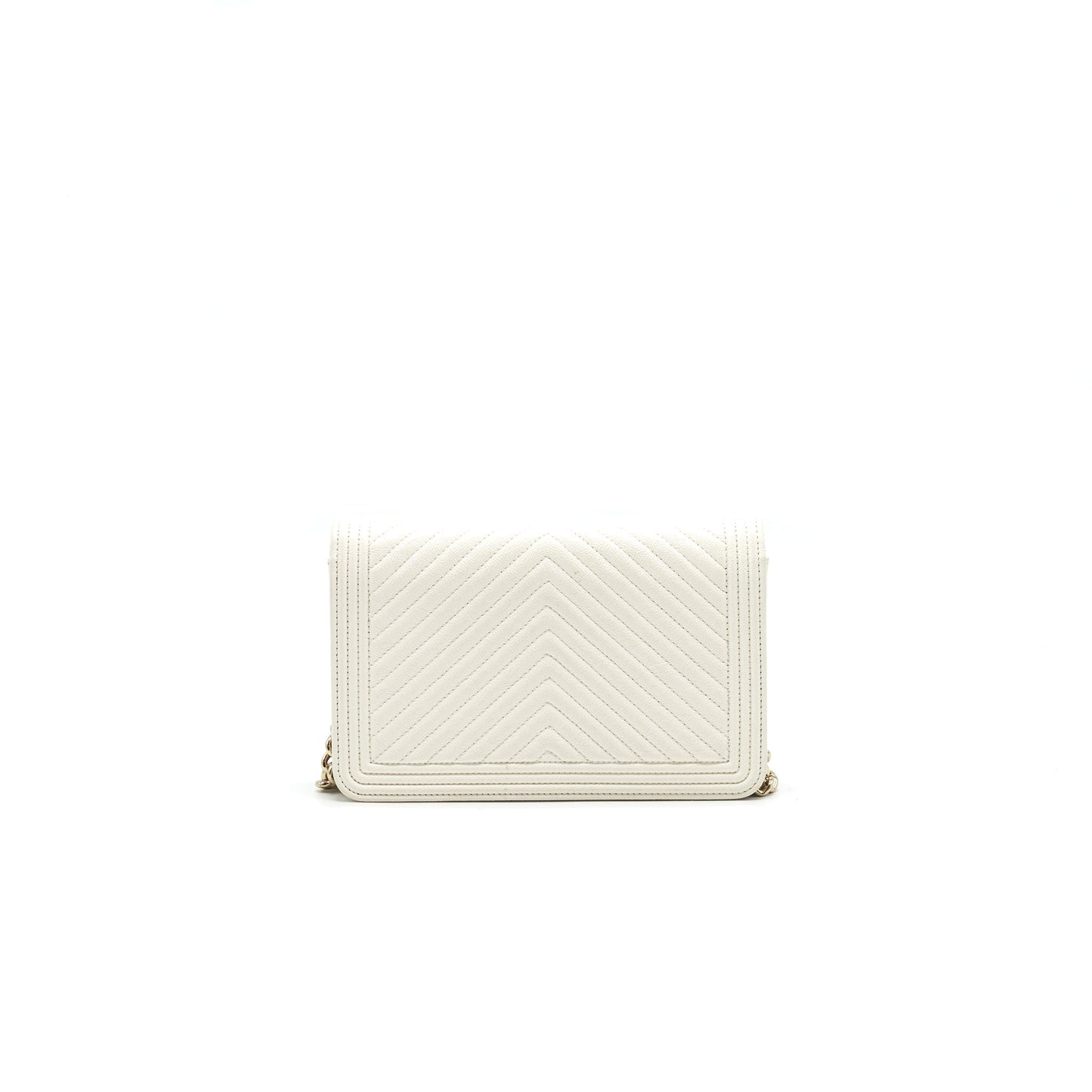 Chanel Chevron Caviar Wallet on Chain Ivory LGHW Crossbody