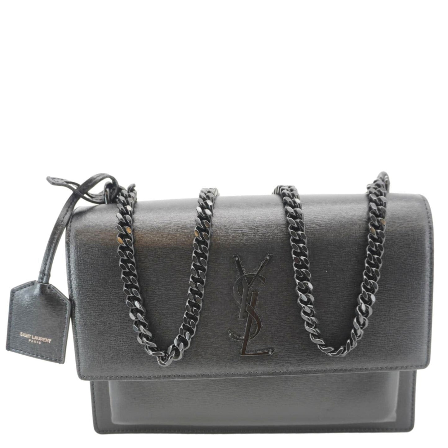 SAINT LAURENT Sunset Monogram Leather Shoulder Bag Black