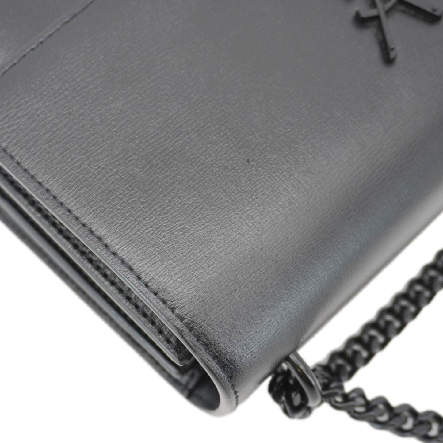 SAINT LAURENT Sunset Monogram Leather Shoulder Bag Black