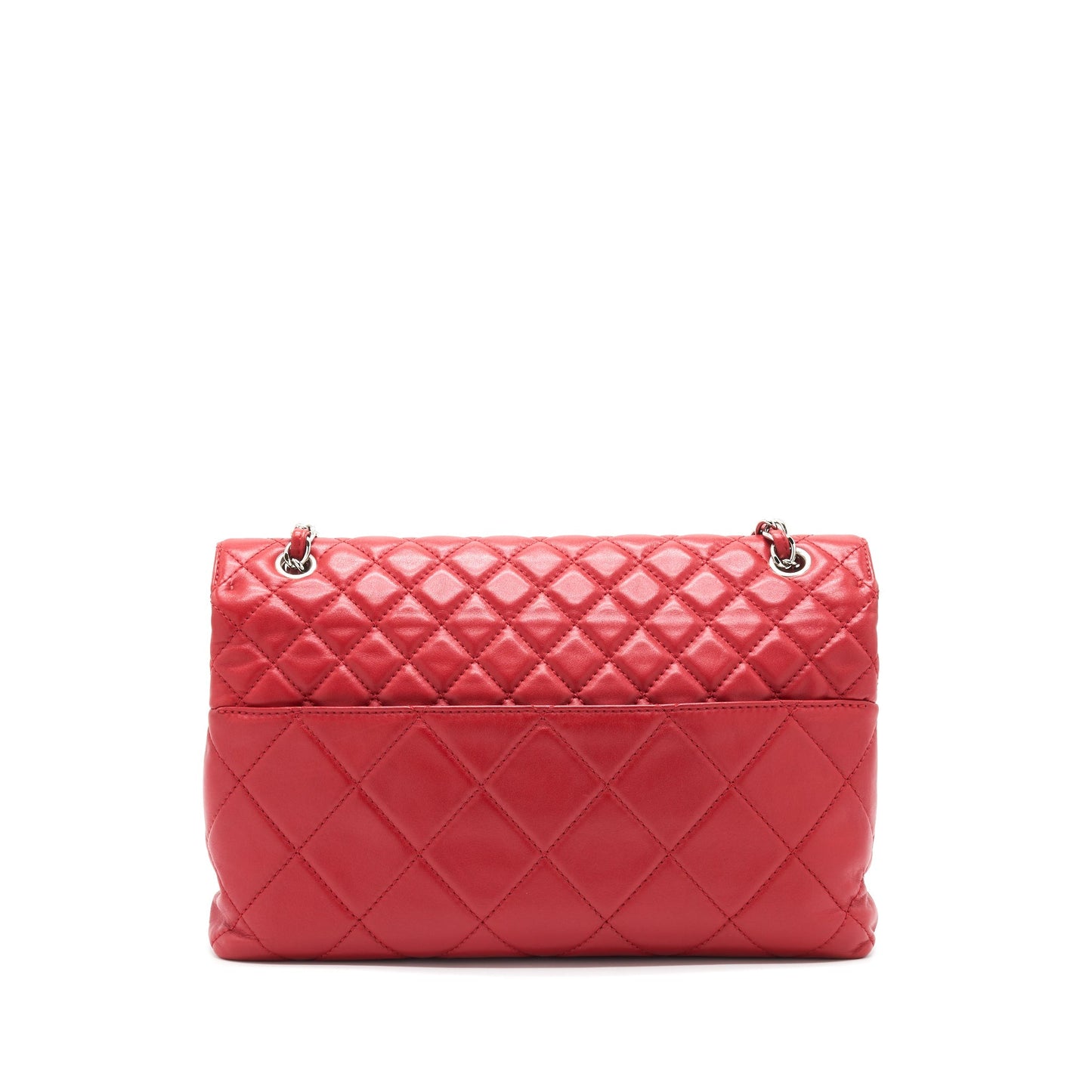 Chanel Quilted Large Flap Leather Bag With Chain Red