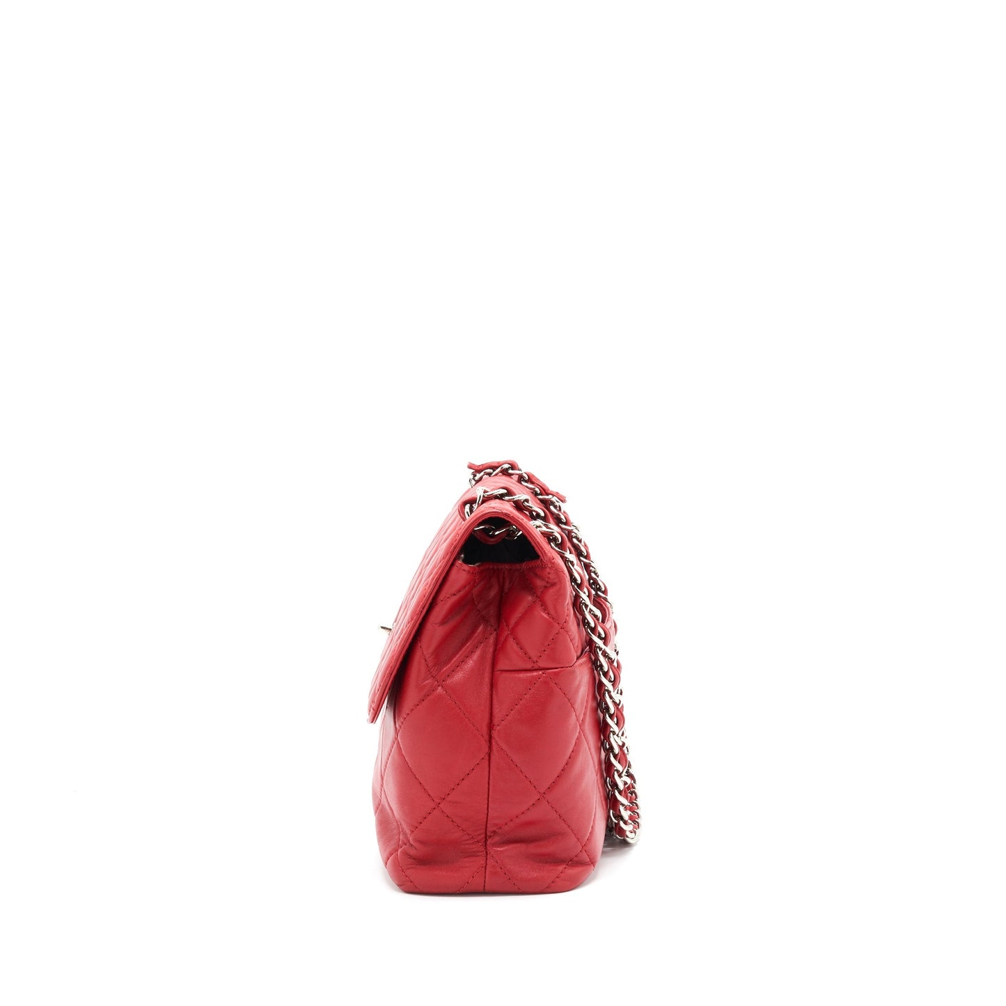 Chanel Quilted Large Flap Leather Bag With Chain Red
