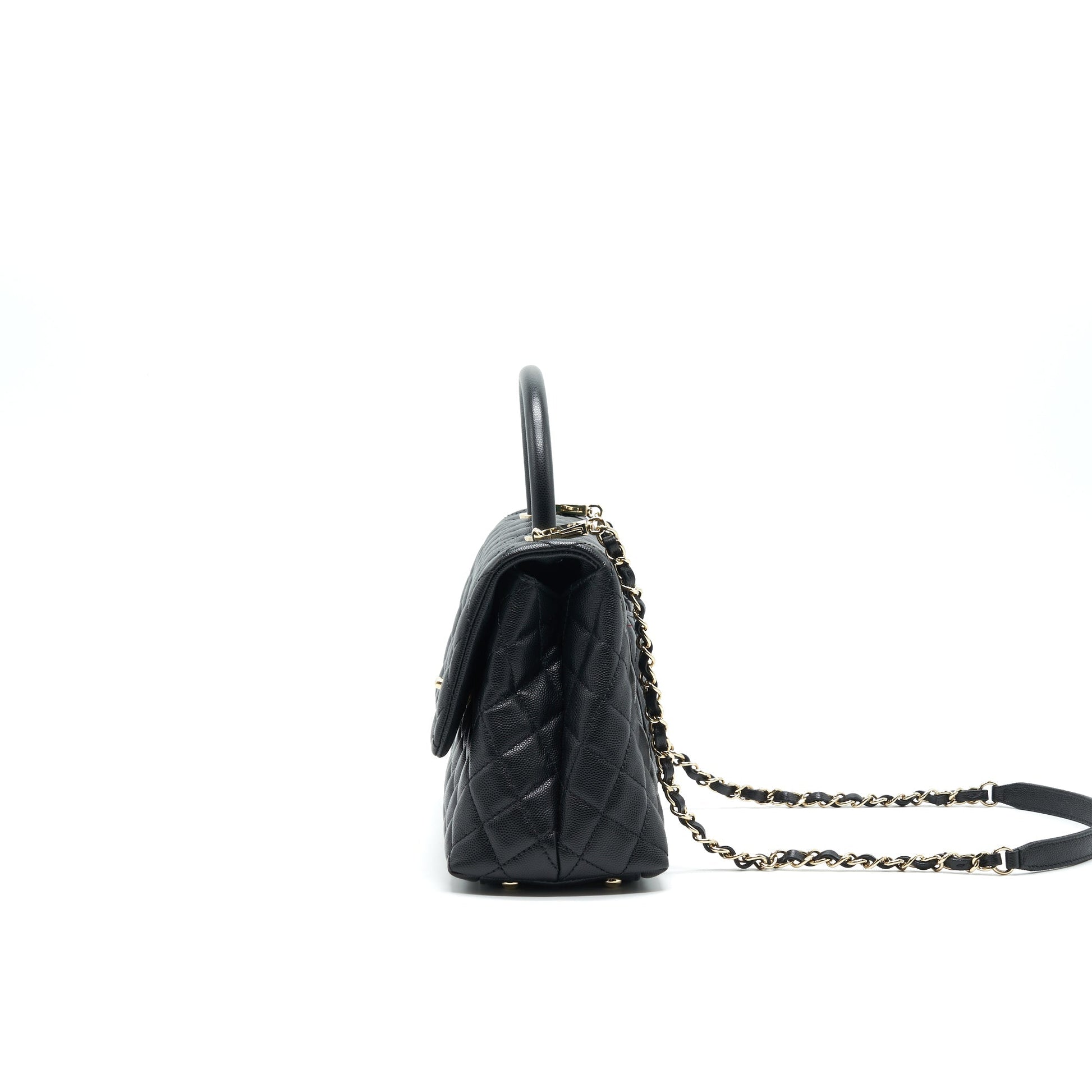 Chanel Small Coco Handle Flap Bag Caviar Black L