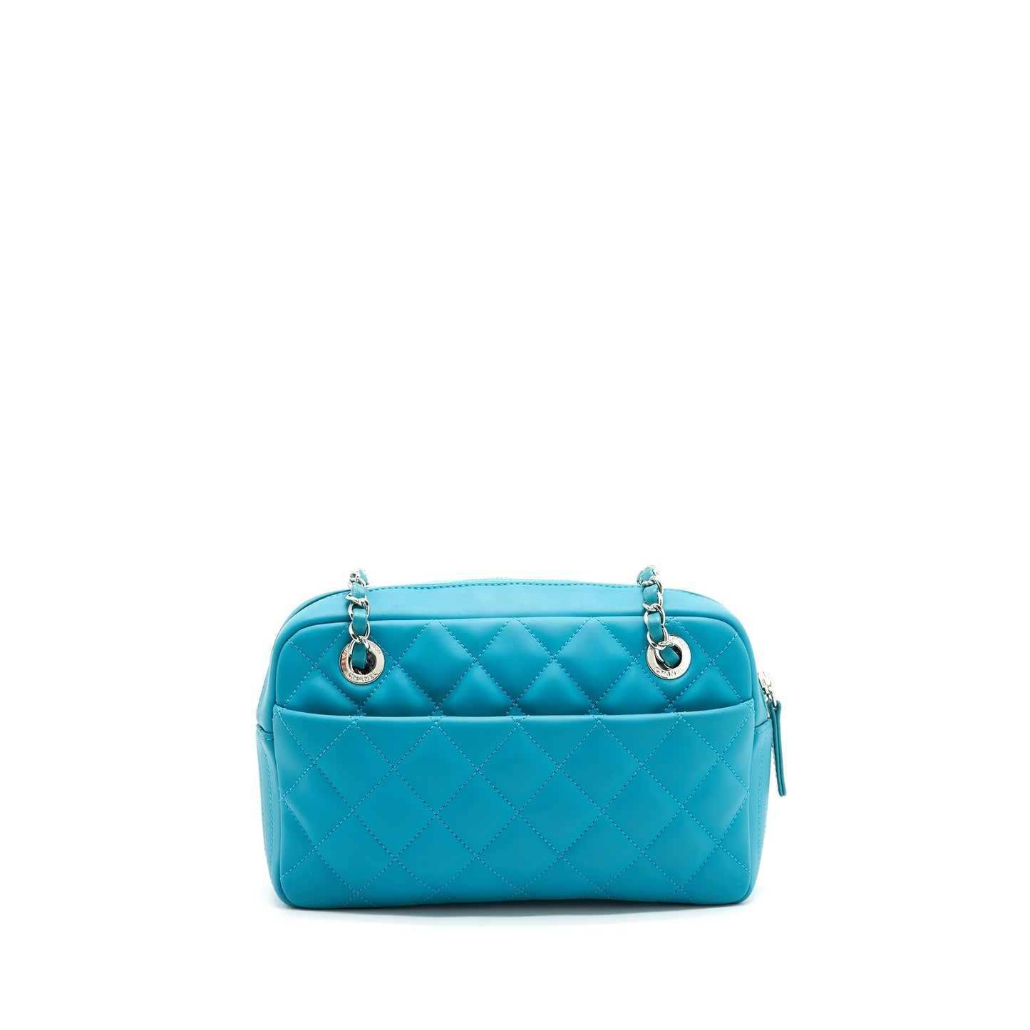 Chanel Quilted Rubberized Lambskin Coco Rain Camera Bag Blue