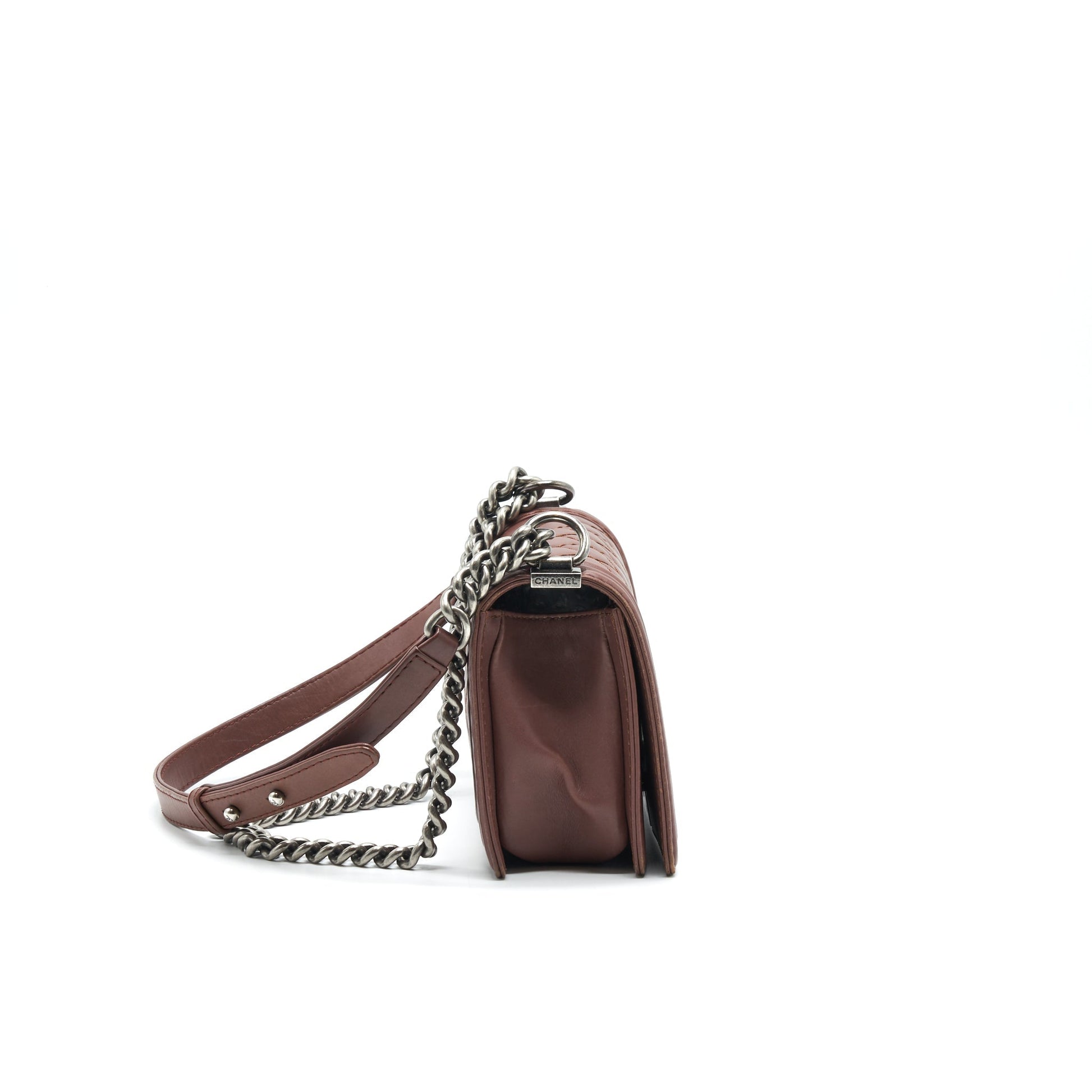 CHANEL MEDIUM BOY CHANEL BAG CHOCOLATE BROWN