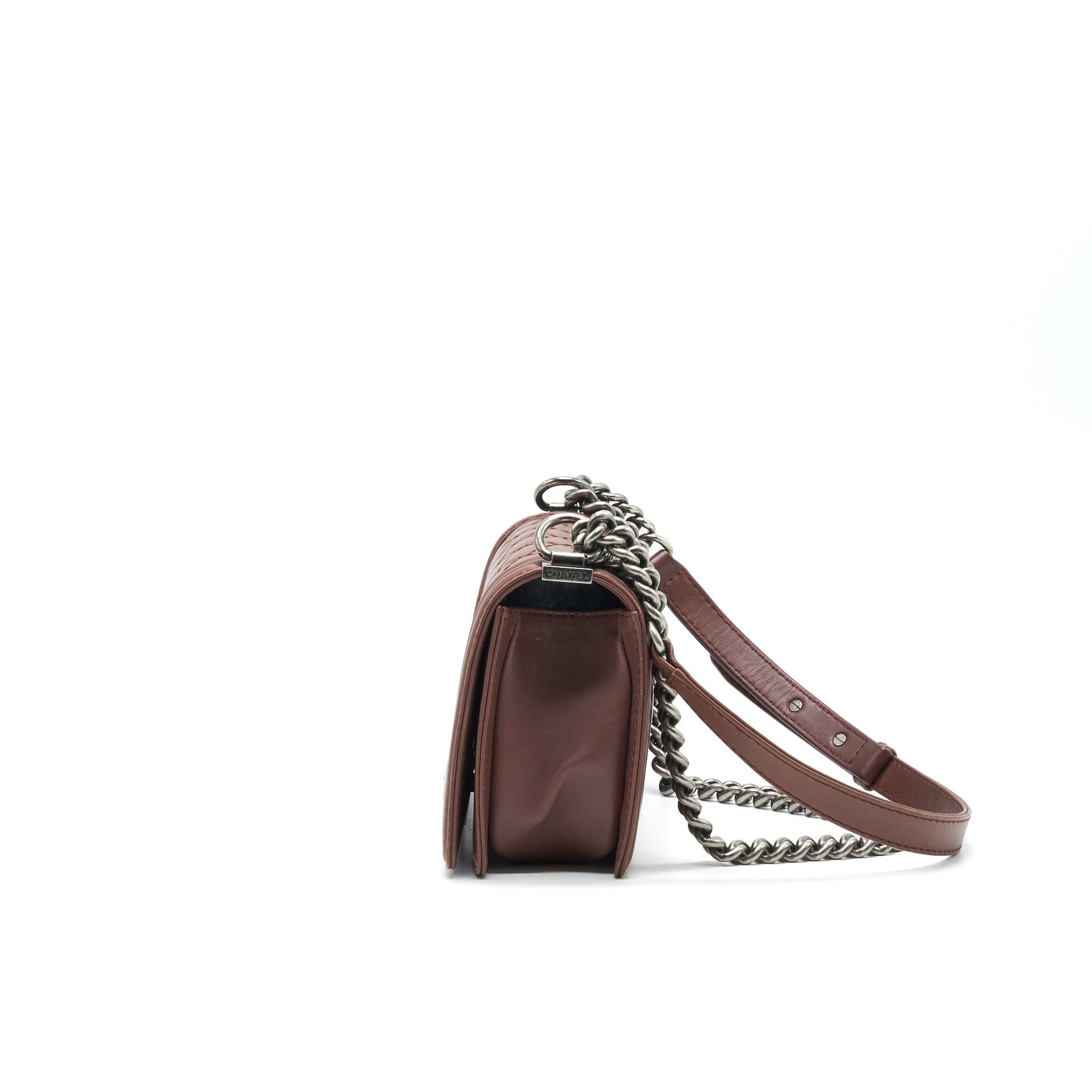 CHANEL MEDIUM BOY CHANEL BAG CHOCOLATE BROWN