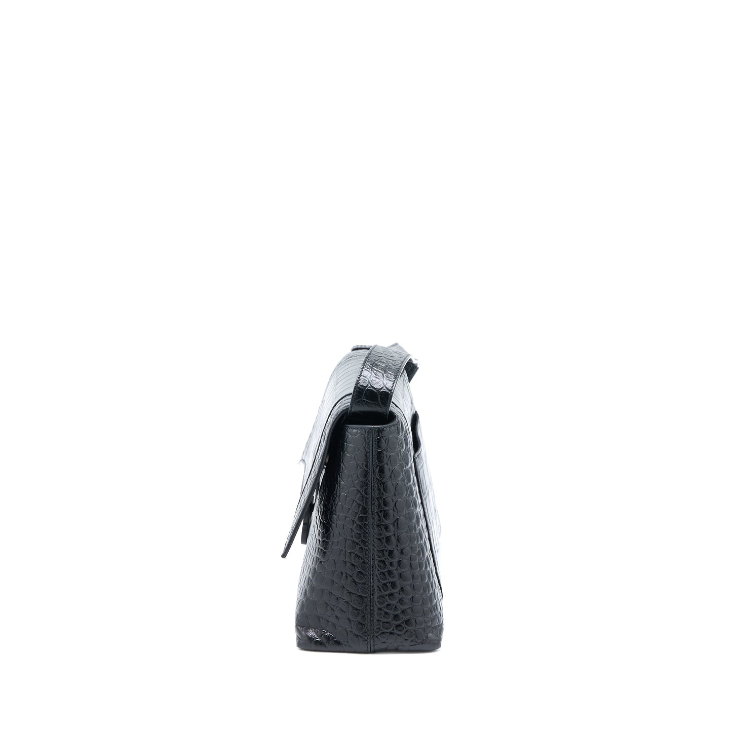 Balenciaga Small Downtown Mini Purse Crocodile-Embossed Leather Black with Black Hardware