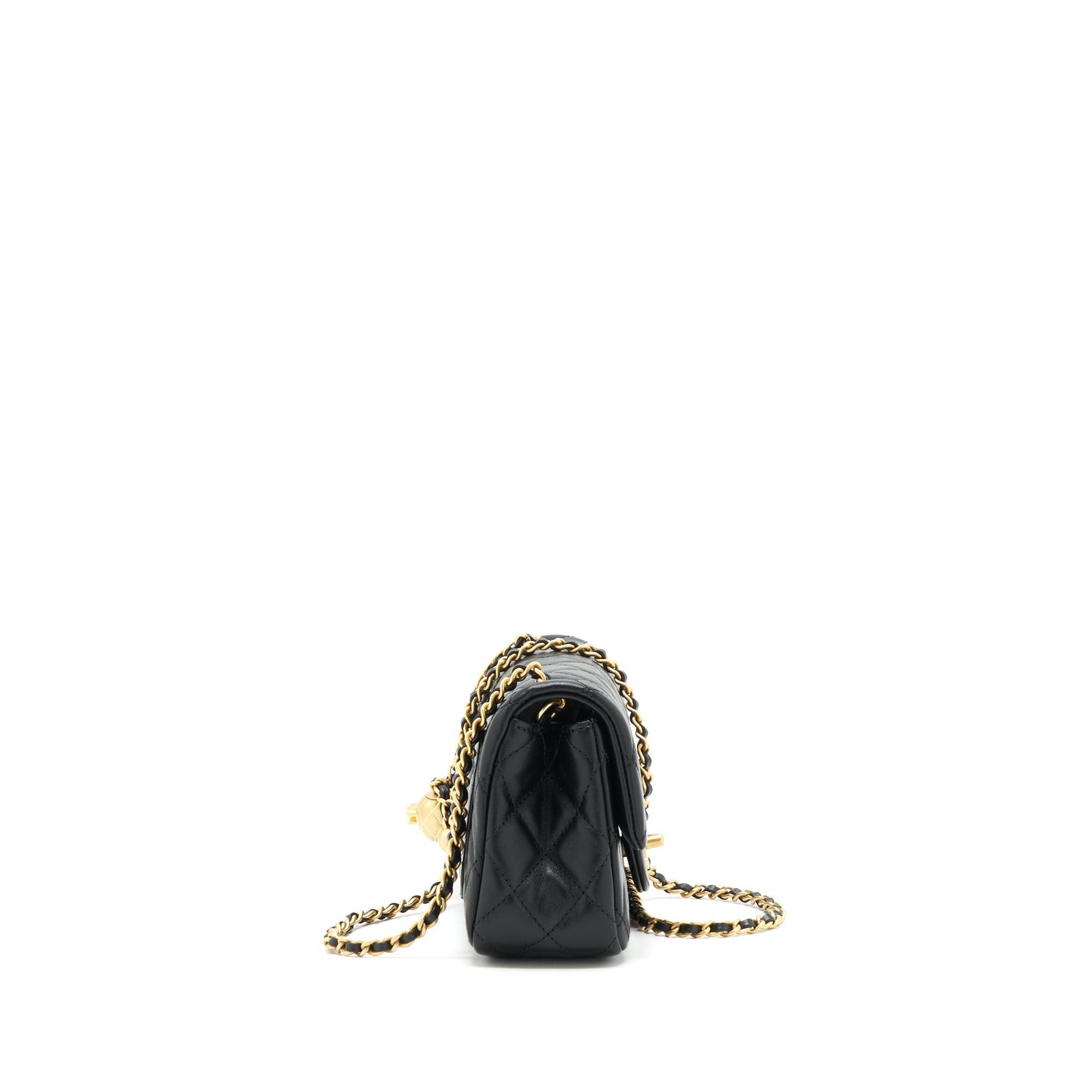Chanel 22C pearl crush mini Rectangular Lambskin Black
