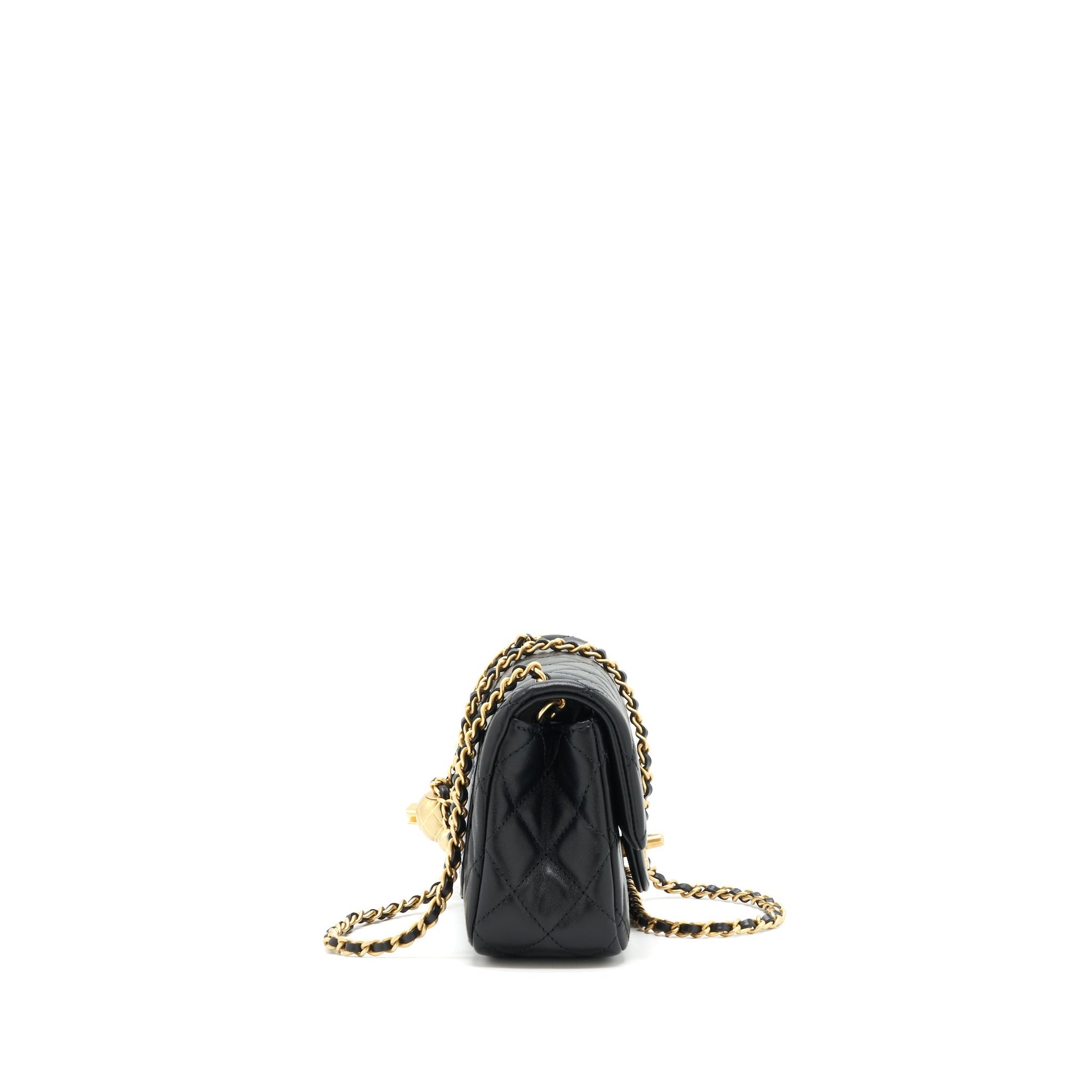 Chanel 22C pearl crush mini Rectangular Lambskin Black