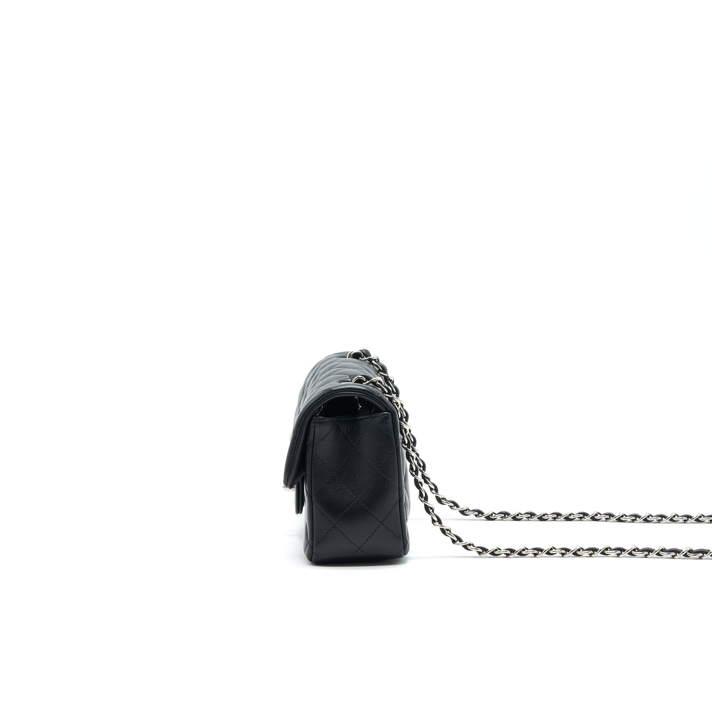 CHANEL LAMBSKIN RECTANGULAR MINI FLAP BAG IN BLACK