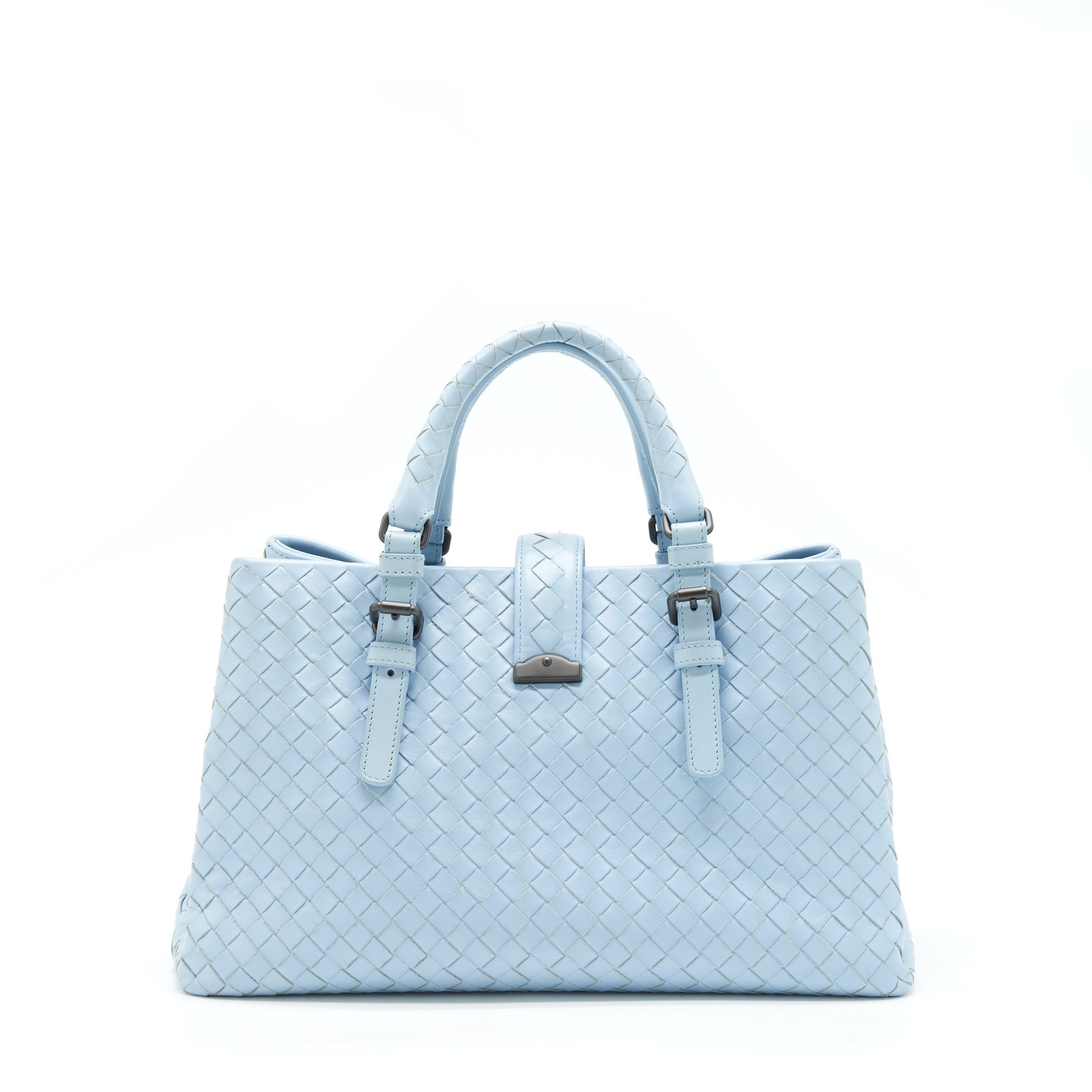 Bottega Veneta Roma Tote Purse Lambskin Light Blue