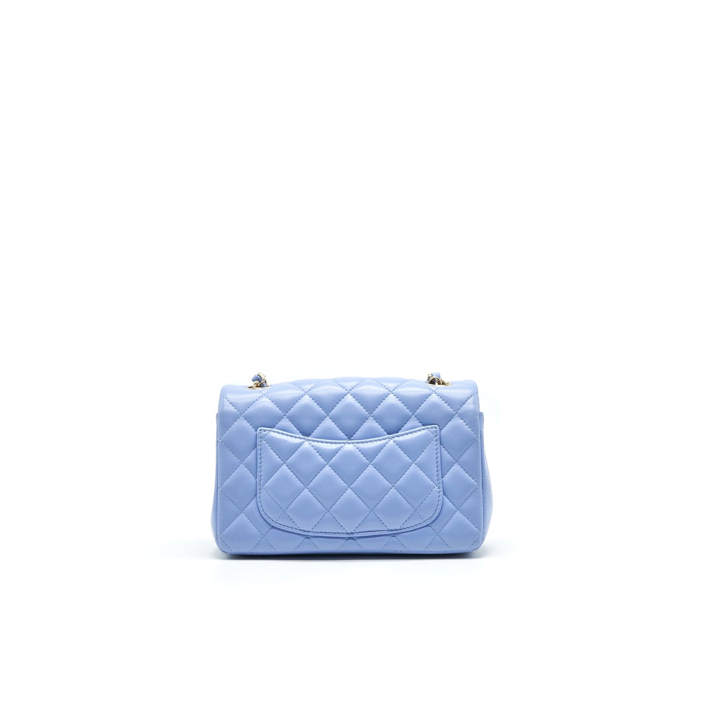 CHANEL LAMBSKIN RECTANGULAR MINI FLAP BAG IN ICE BLUE