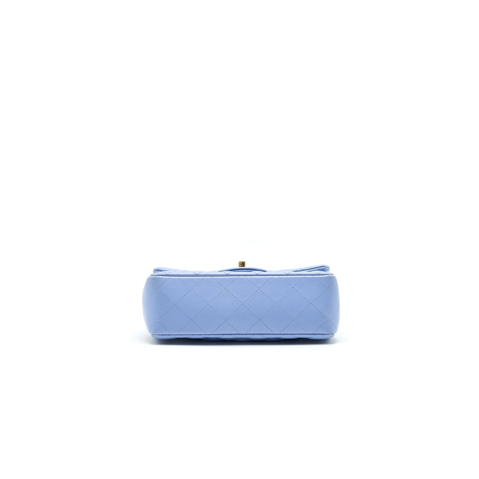 CHANEL LAMBSKIN RECTANGULAR MINI FLAP BAG IN ICE BLUE