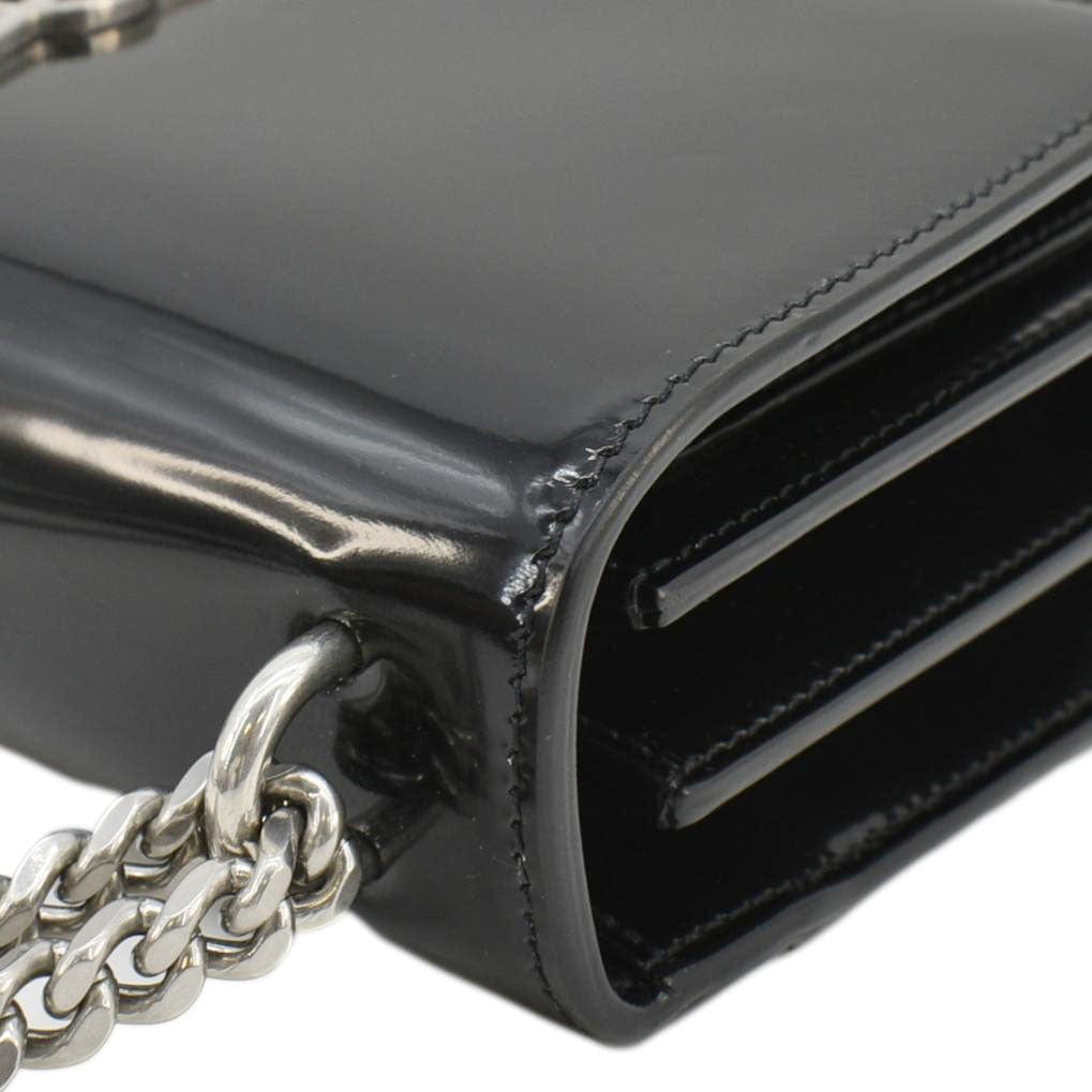 SAINT LAURENT Monogram Sunset Medium Leather Shoulder Bag Black