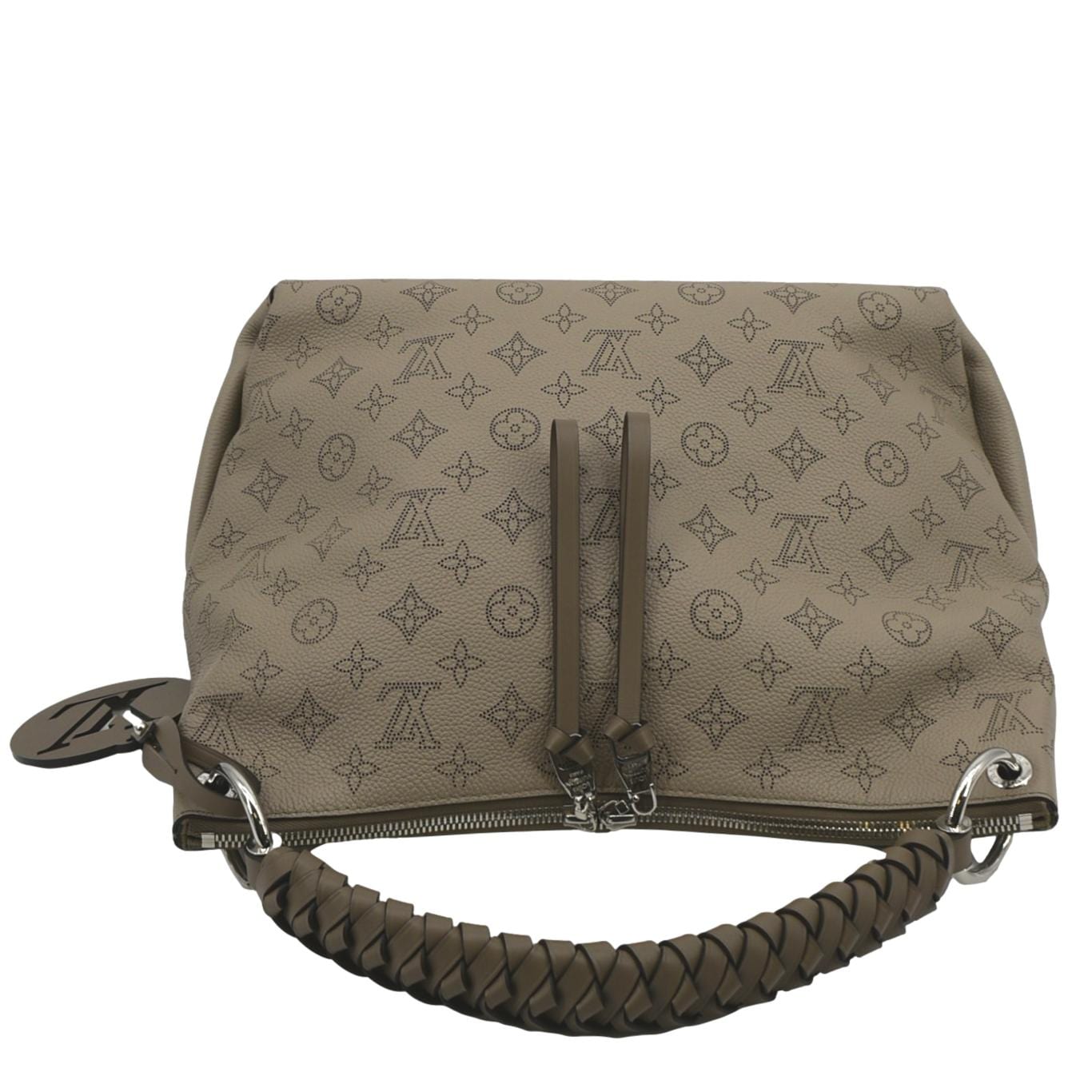 LOUIS VUITTON Beaubourg Mahina MM Leather Hobo Shoulder Bag Galet
