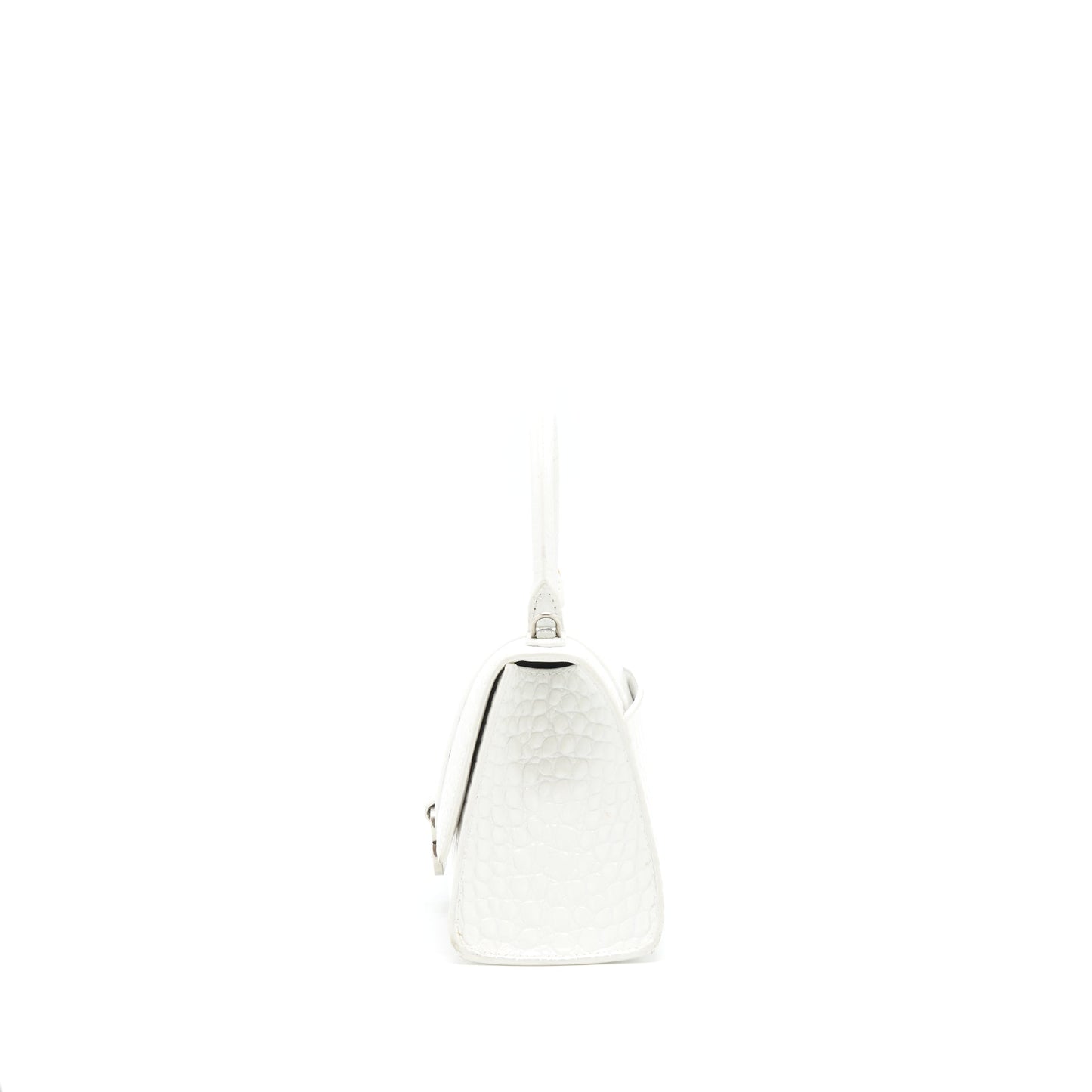 Balenciaga Hourglass S Crocodile-Embossed Calfskin White