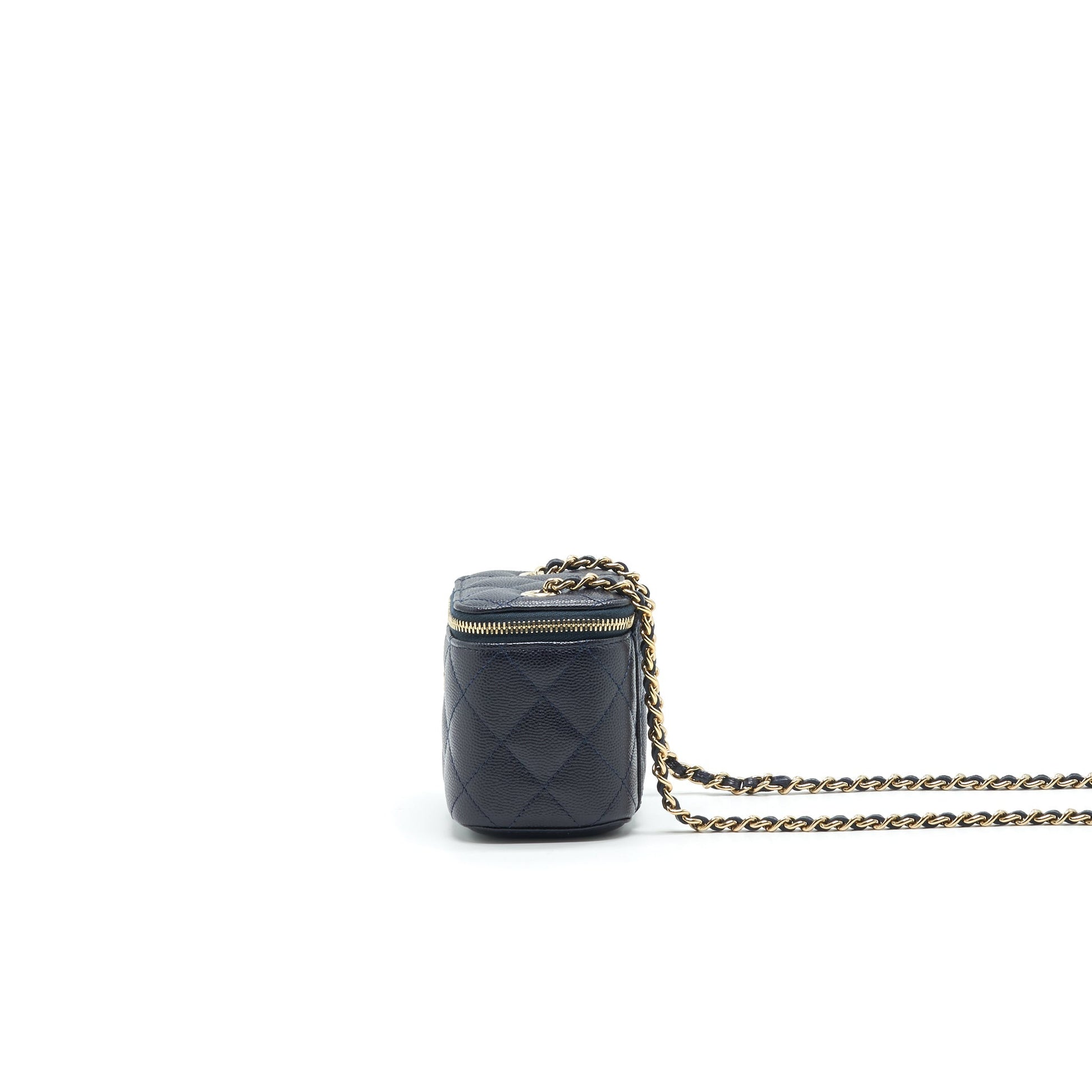 Chanel Small Vanity with Chain Navy Blue with L