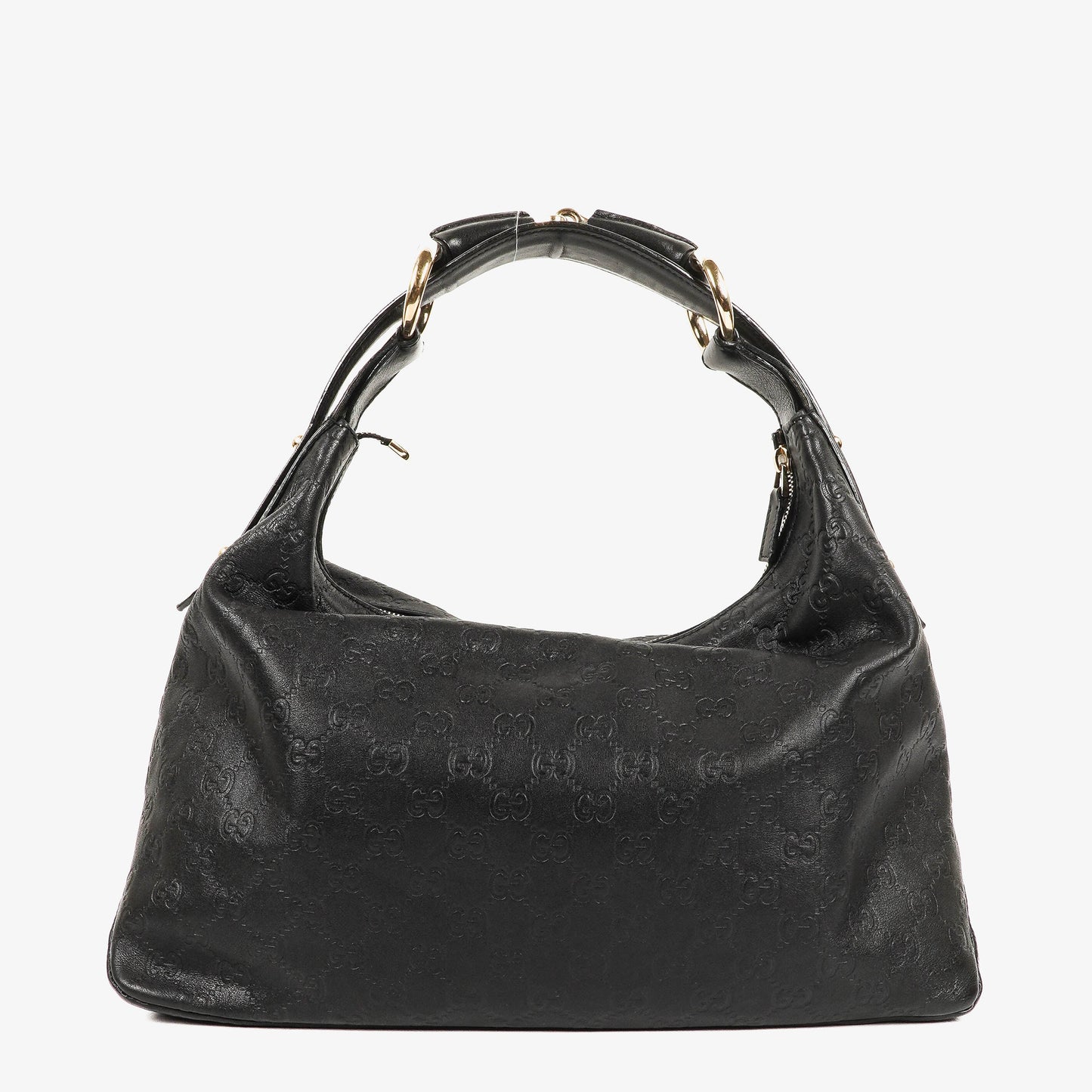 Gucci Black Horsebit Medium Leather Hobo Bag
