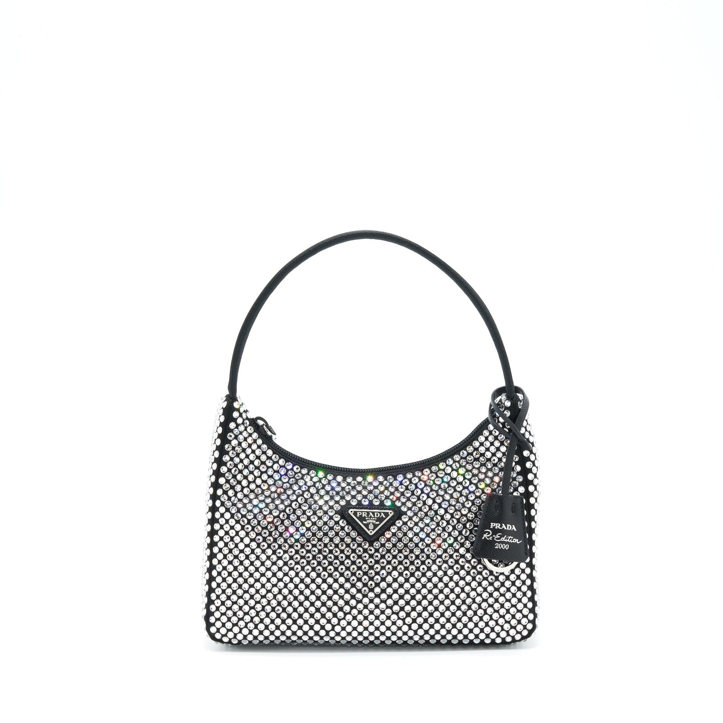 Prada Re-Edition 2000 Crystal Hobo Bag Nylon/Leather Black SHW