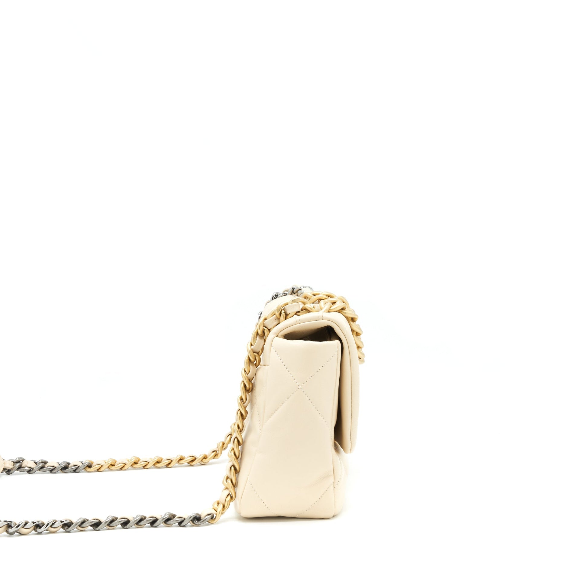 Chanel Small 19 Bag 19K Shiny Goatskin Beige