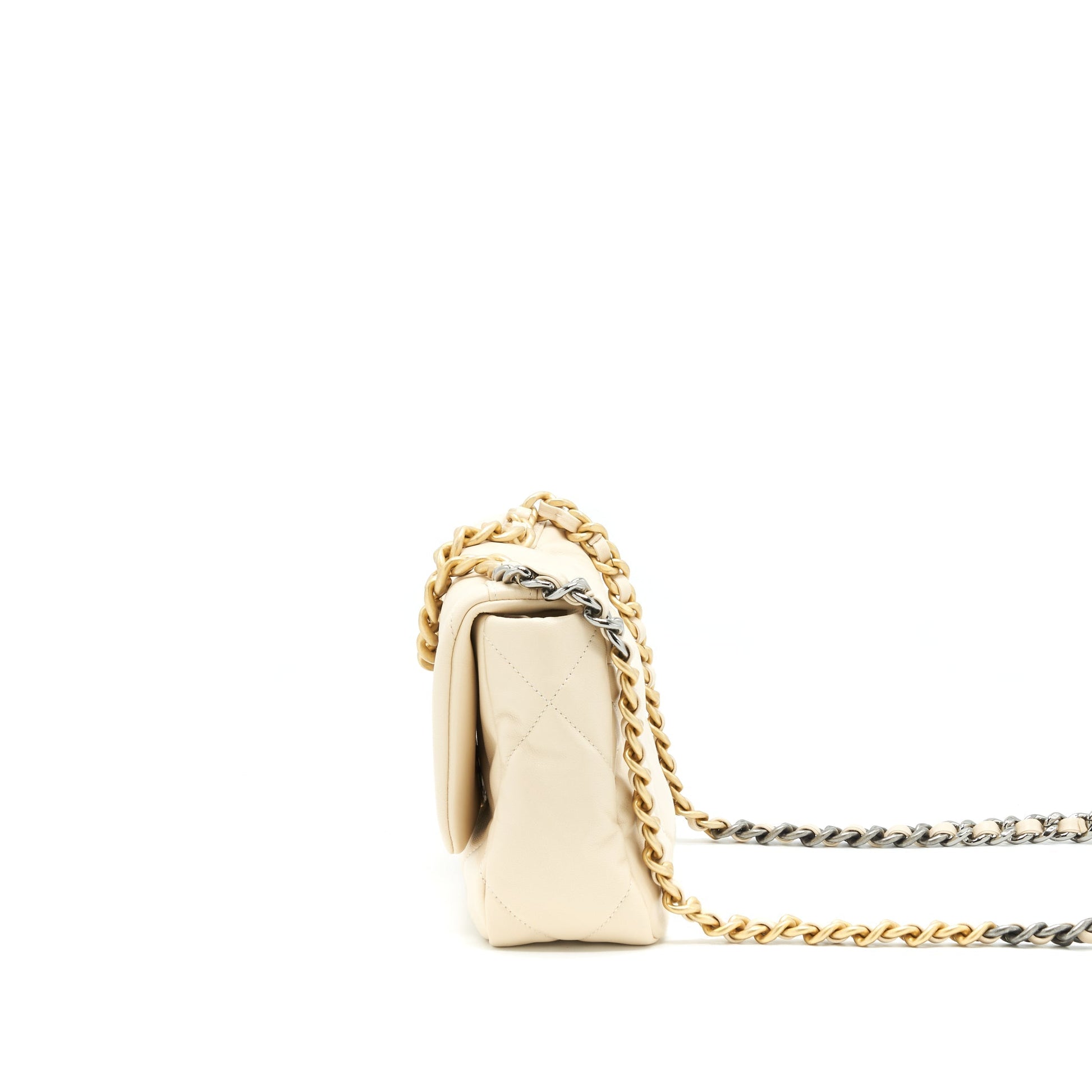 Chanel Small 19 Bag 19K Shiny Goatskin Beige
