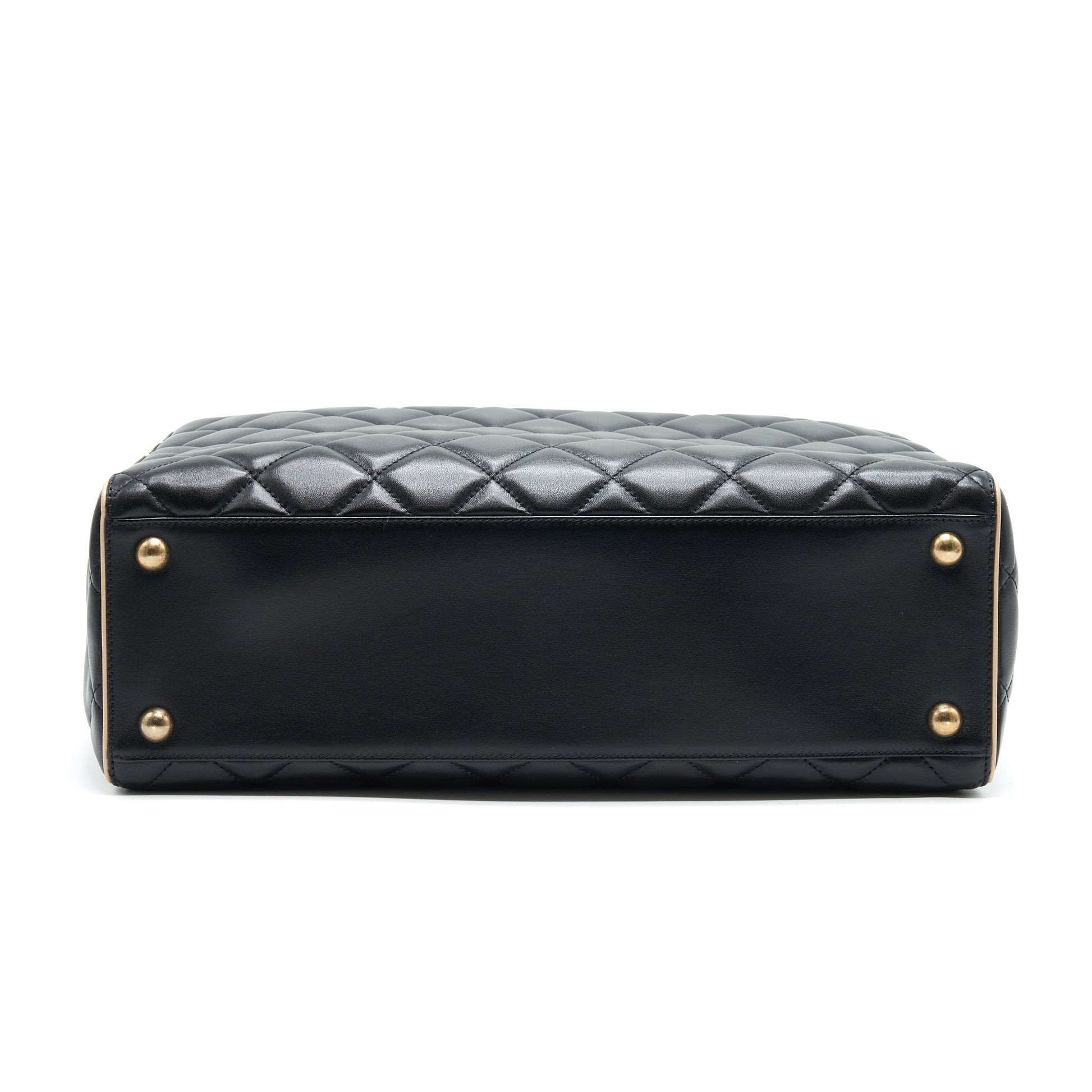 Chanel Calfskin Leather Shopping Bag Black/Beige