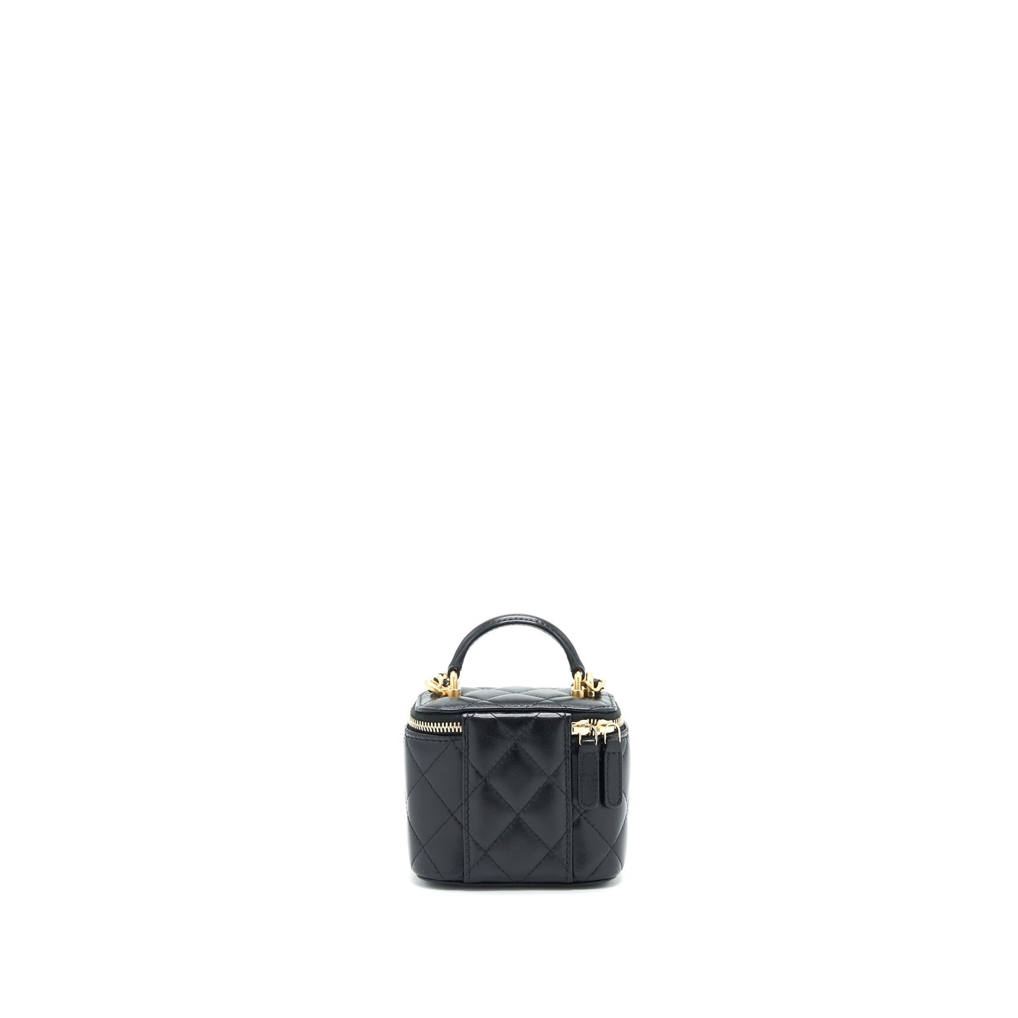 Chanel Small Handle Vanity With Chain Lambskin Black