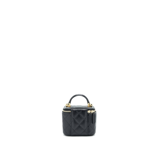 Chanel Small Handle Vanity With Chain Lambskin Black