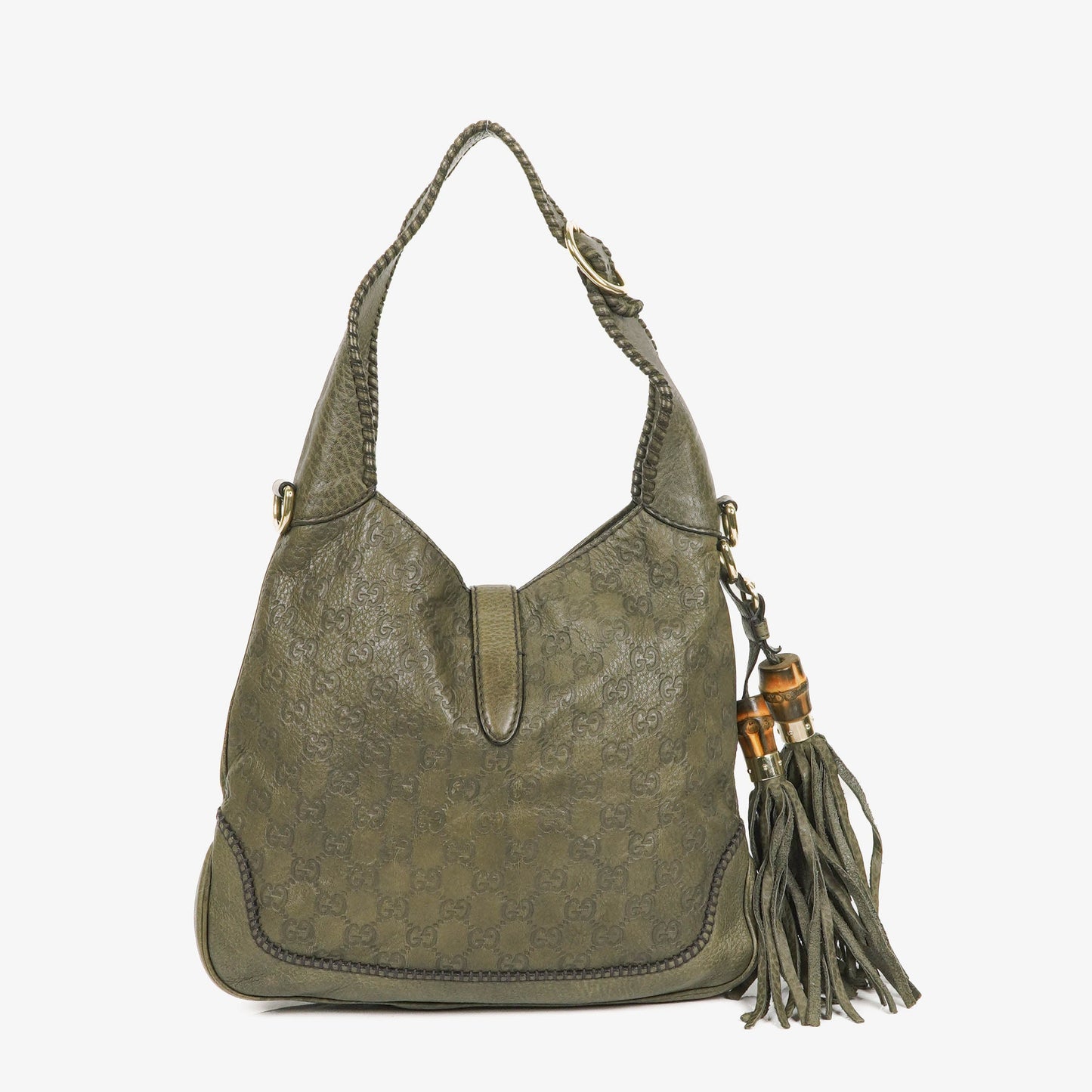Gucci Jackie Leather Bamboo Tassel Hobo Bag