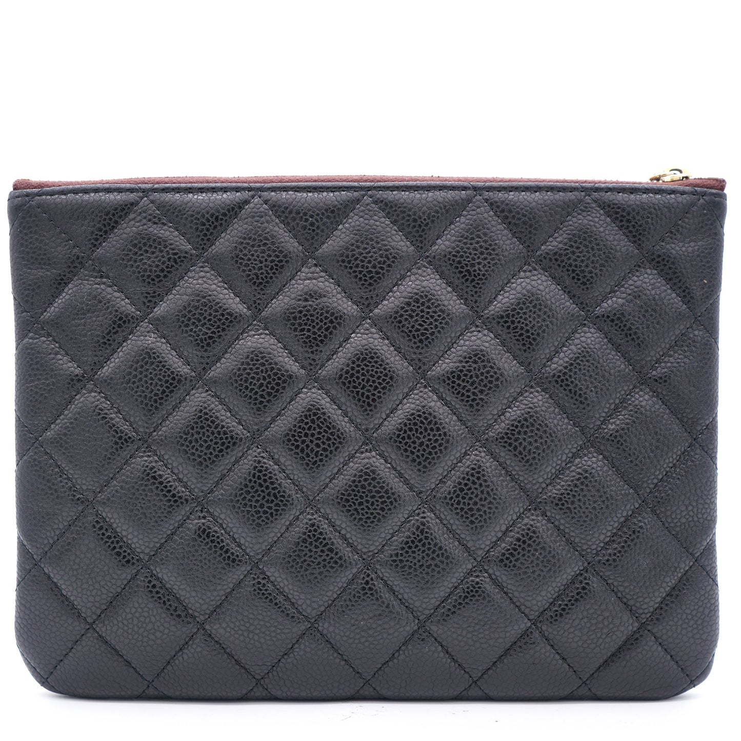 Chanel Black Quilted Caviar Leather Small O Case Clutch