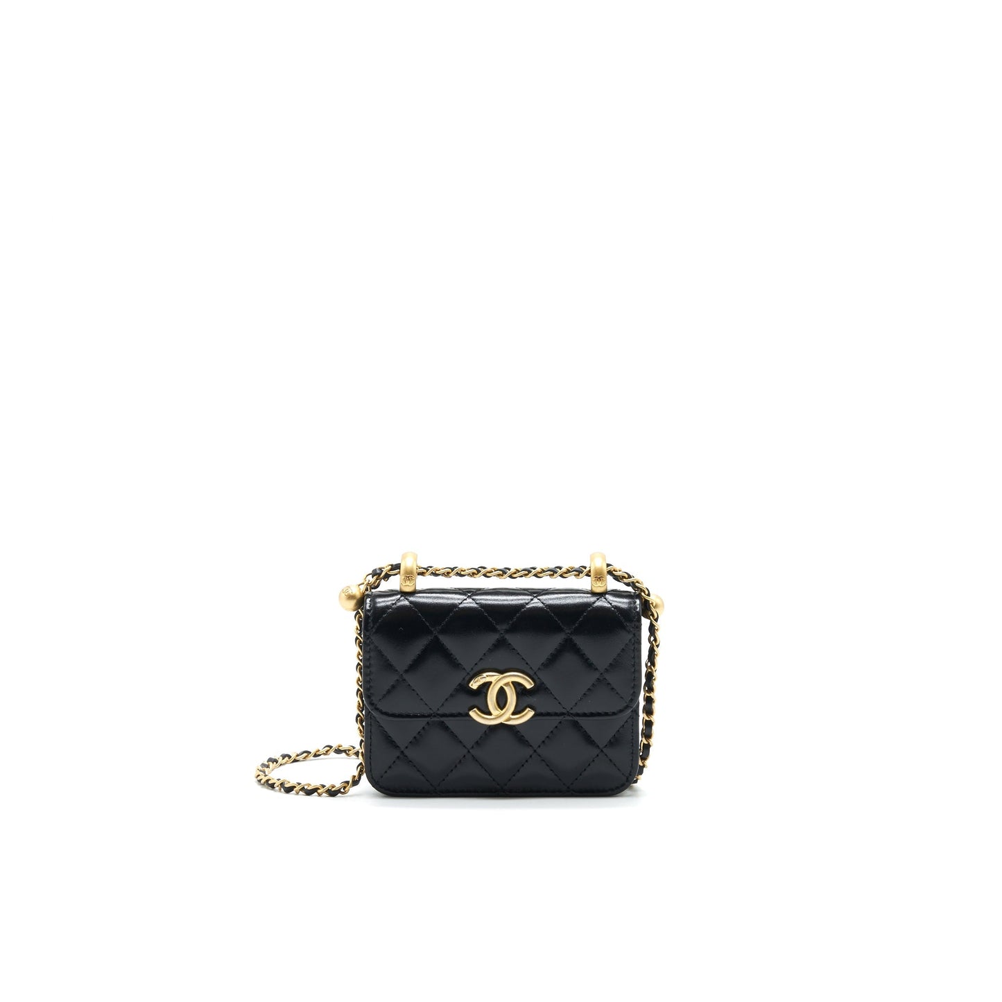 Chanel 21A Flap Coin Purse with chain Calfskin black