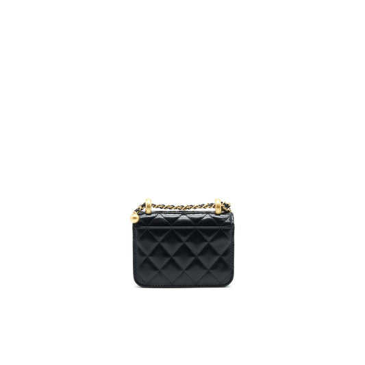 Chanel 21A Flap Coin Purse with Chain Black with calfskin