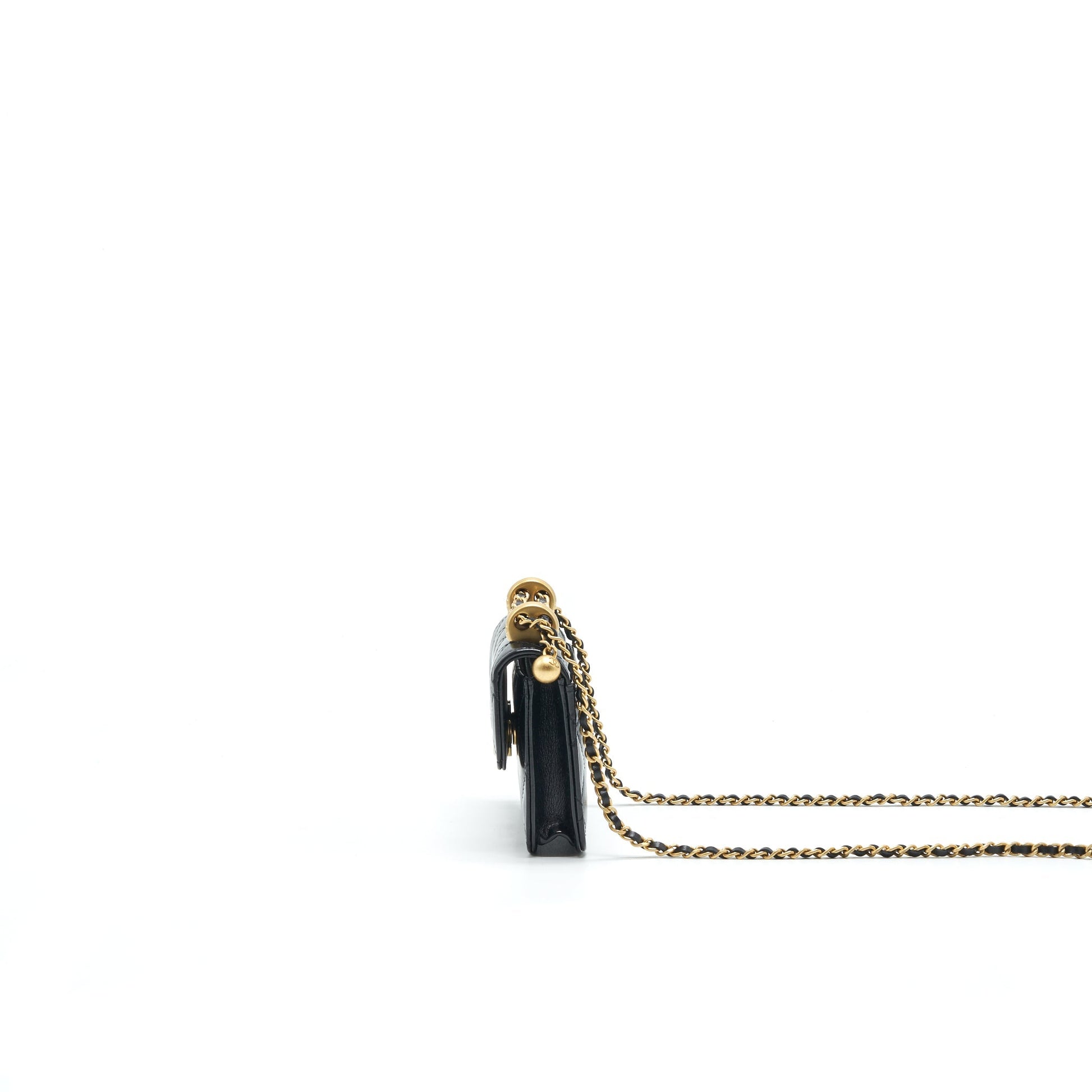 Chanel 21A Flap Coin Purse with chain Calfskin black